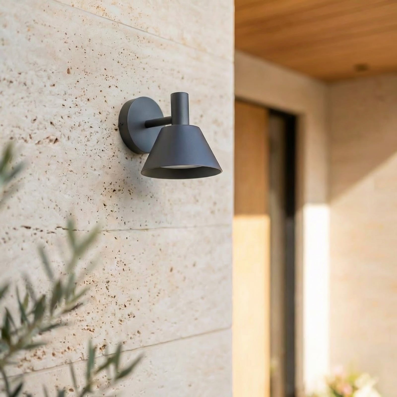 Lucande Tabena LED outdoor wall light, matt black, IP44, CCT