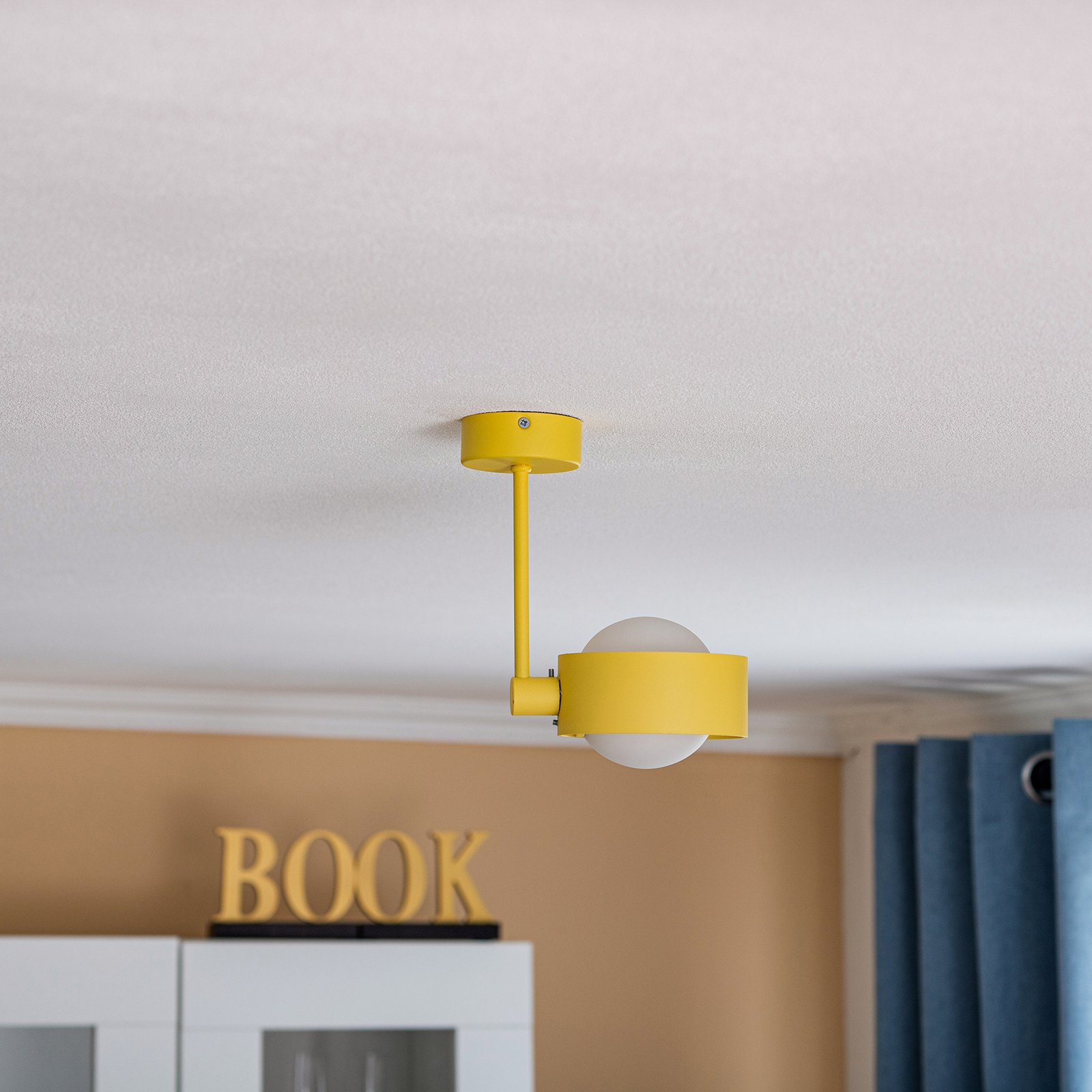 Mado ceiling light, steel, yellow, one-bulb