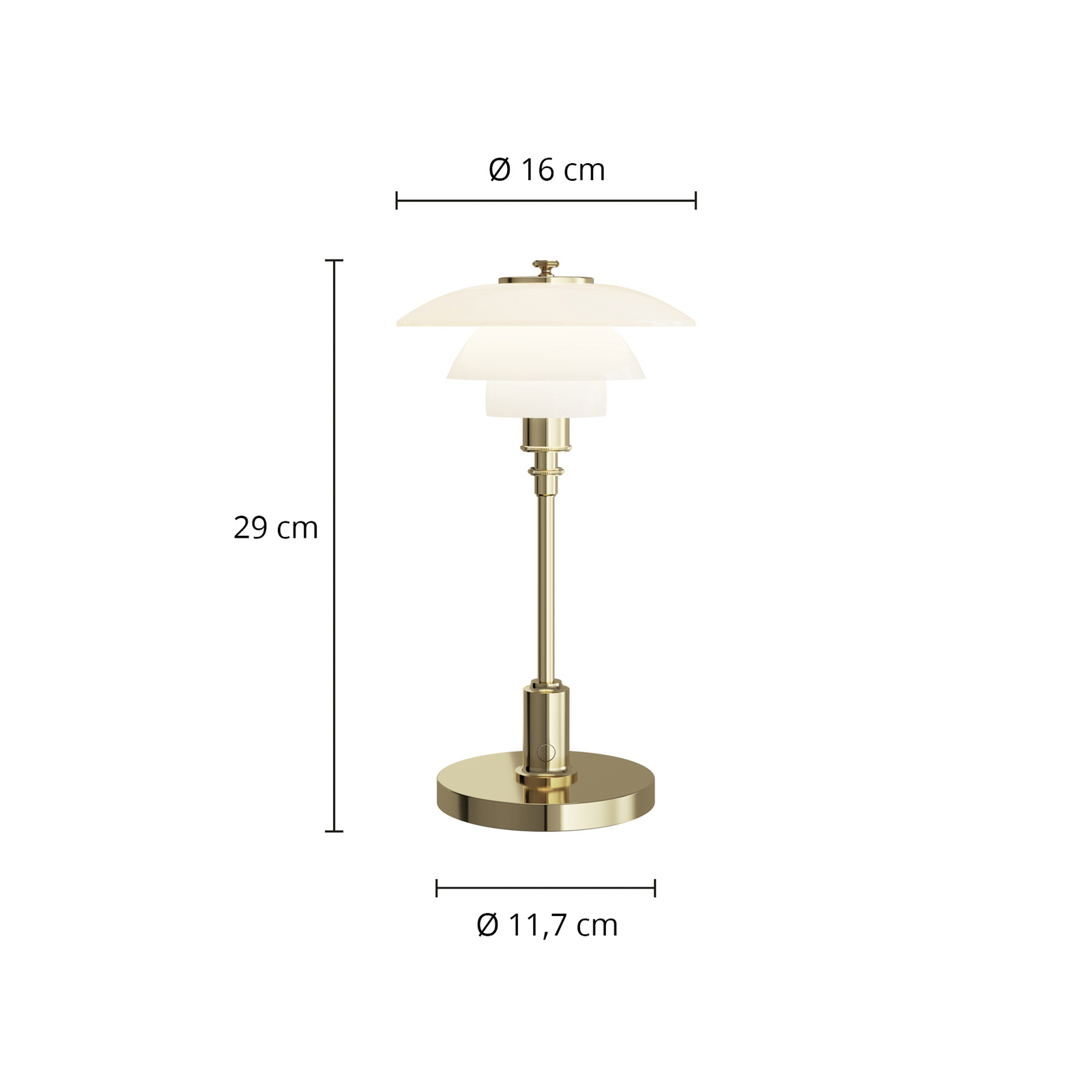 Louis Poulsen Akku-bordlampe PH 1-1 Portable, messing, IP44