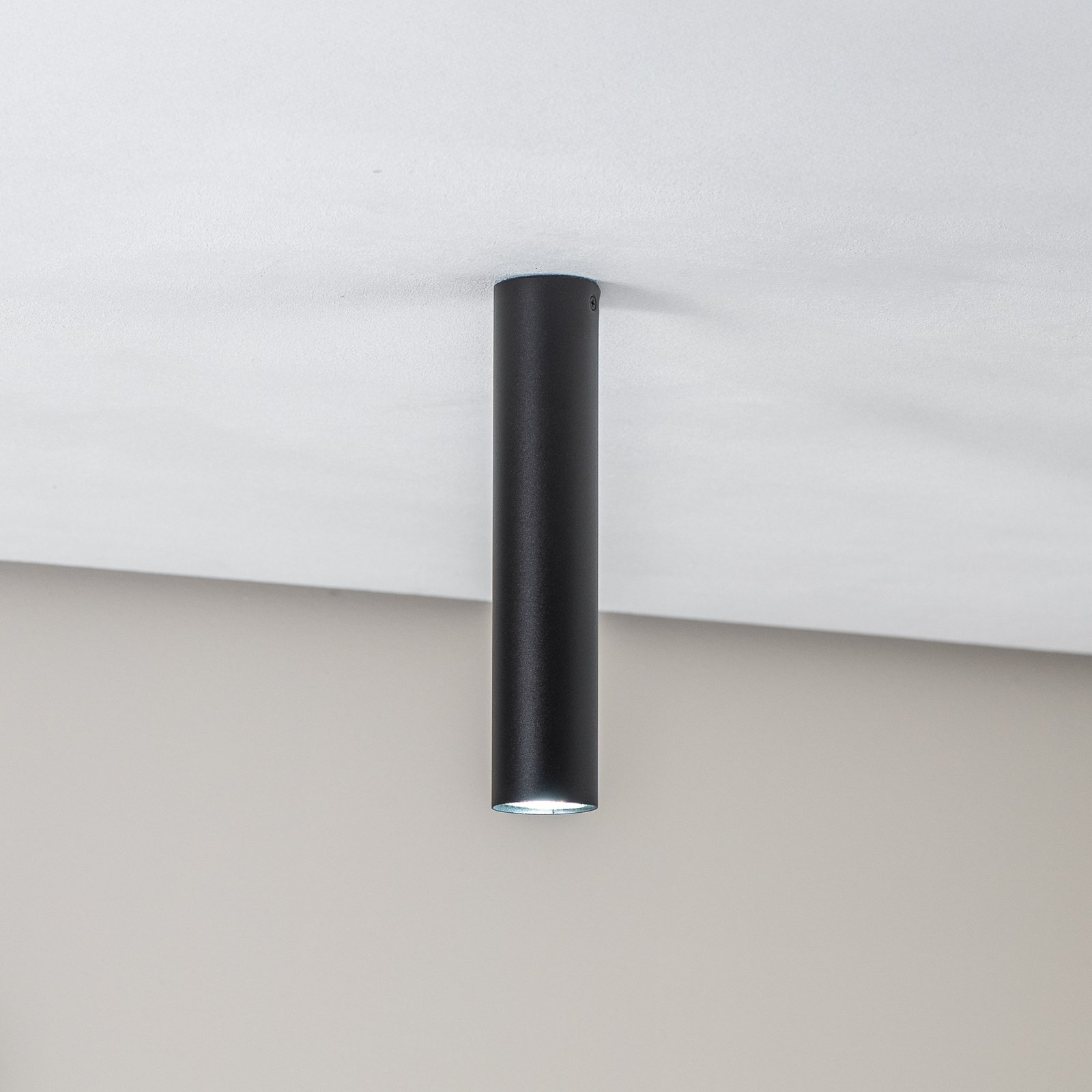 Tube ceiling light, cylindrical shape, black