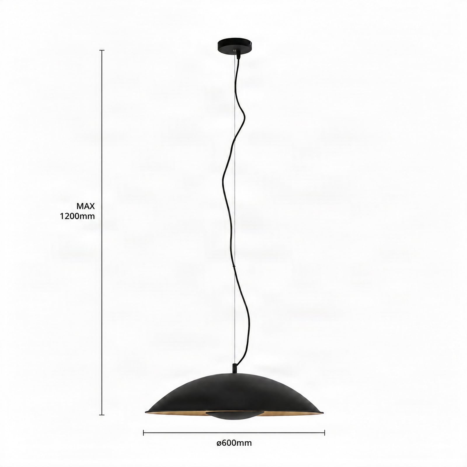 Lindby suspension Emilienne, noir, doré, Ø 60 cm