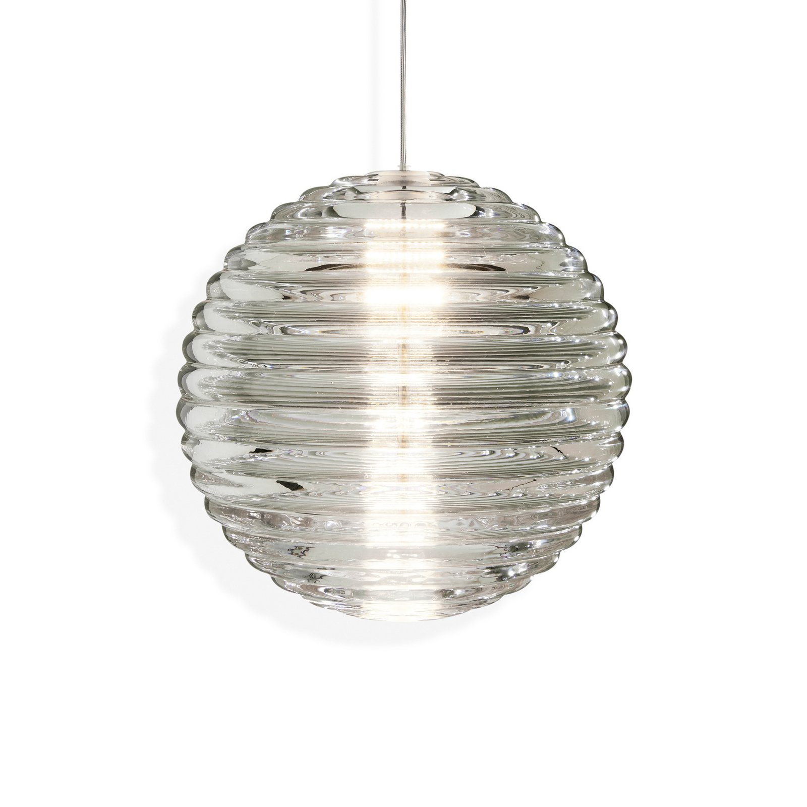 "Tom Dixon" LED pakabinamas šviestuvas "Press Sphere", skaidrus Ø 30 cm stiklas