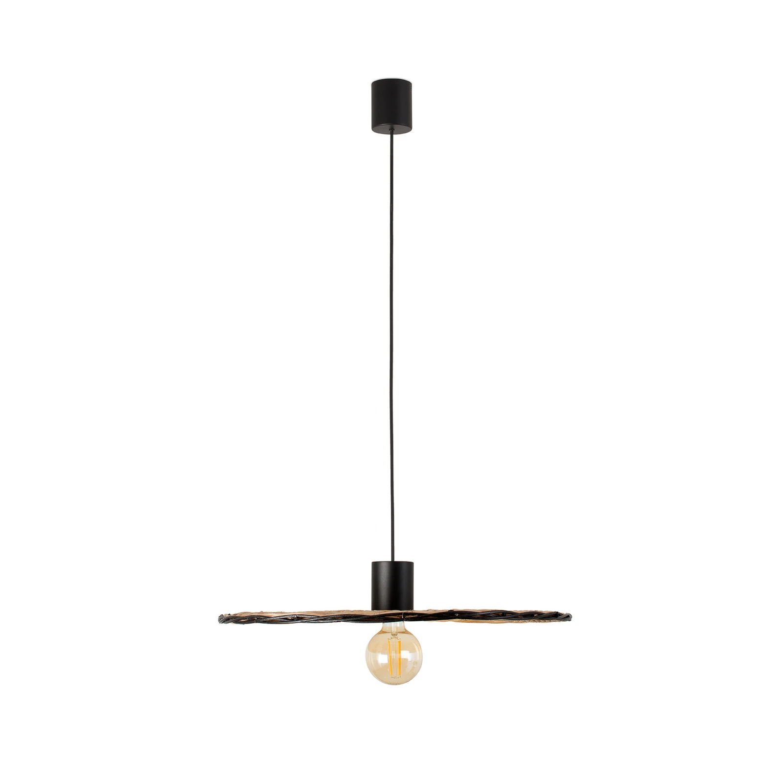 Lámpara colgante Costas, pantalla de ratán basculante, Ø 60cm