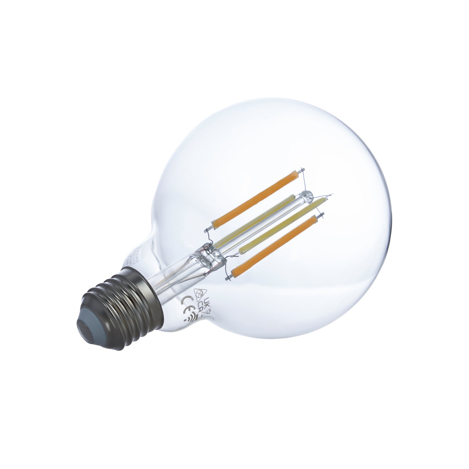LUUMR Smart LED, set di 3, filamento, E27, G95, 7W, trasparente, Tuya