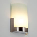 Lindby sienas lampa Karla, 20 cm, balta/niķeļs, stikls, E27