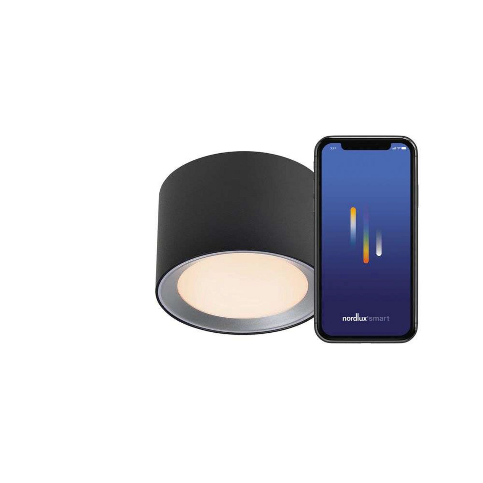 Spot pour plafond LED Landon Smart, noir, hauteur 8,2 cm