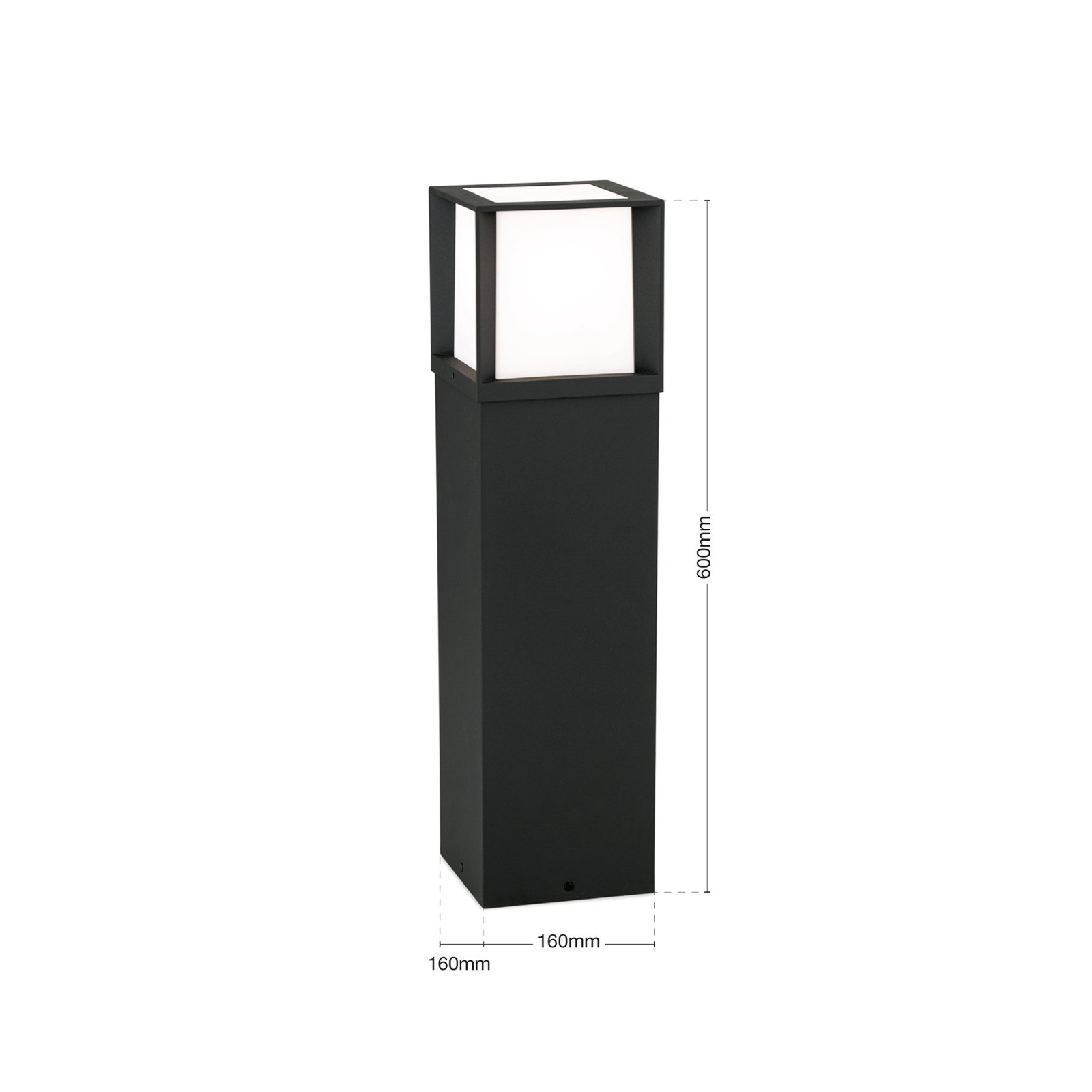 Borne lumineuse Henry, noir, hauteur 60 cm, alu/inox