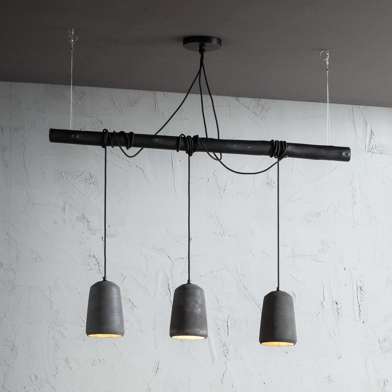 KARE Dining Concrete hanging light, 3-bulb, black