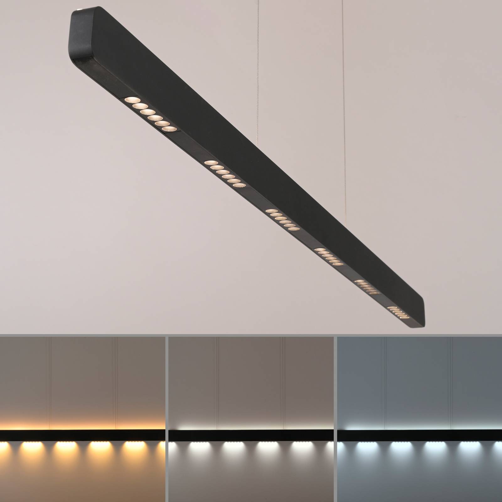 Paul Neuhaus żyrandol LED Q-Stretto, czarna, 120 cm