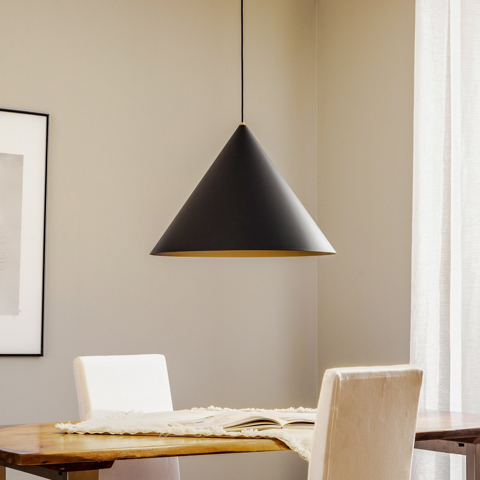 Euluna Lampă suspendată Zenith L din metal negru - Camera de zi / sufragerie - Modern