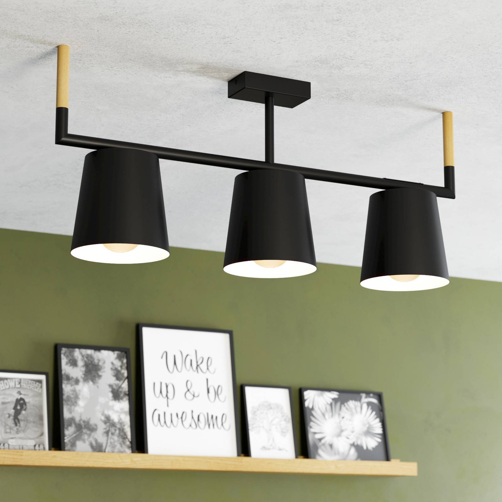 Deckenleuchte Lacey, Länge 78 cm, 3-flg., Stahl günstig online kaufen