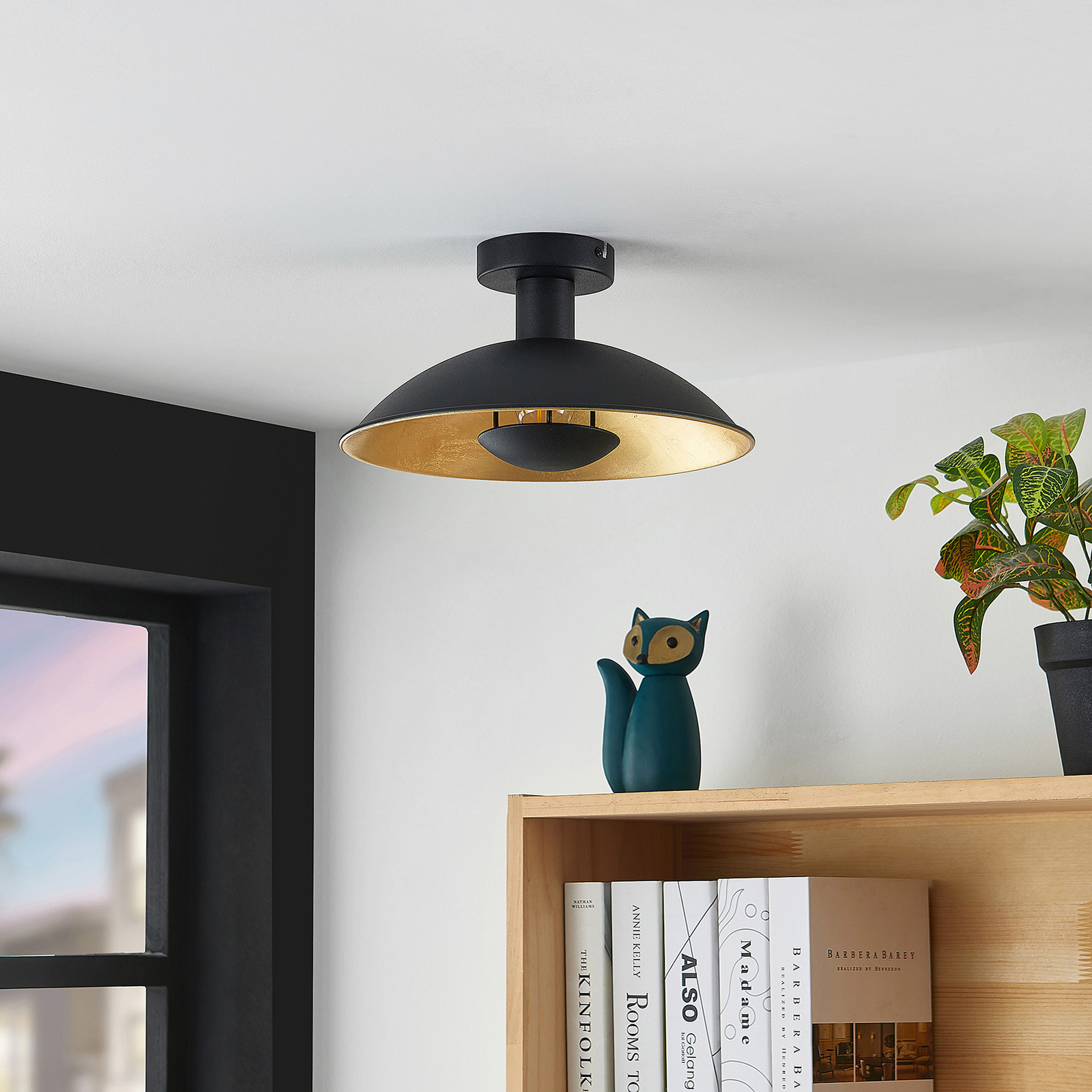 Narisara Candeeiro de Tecto Ø30 Black/Gold - Lindby