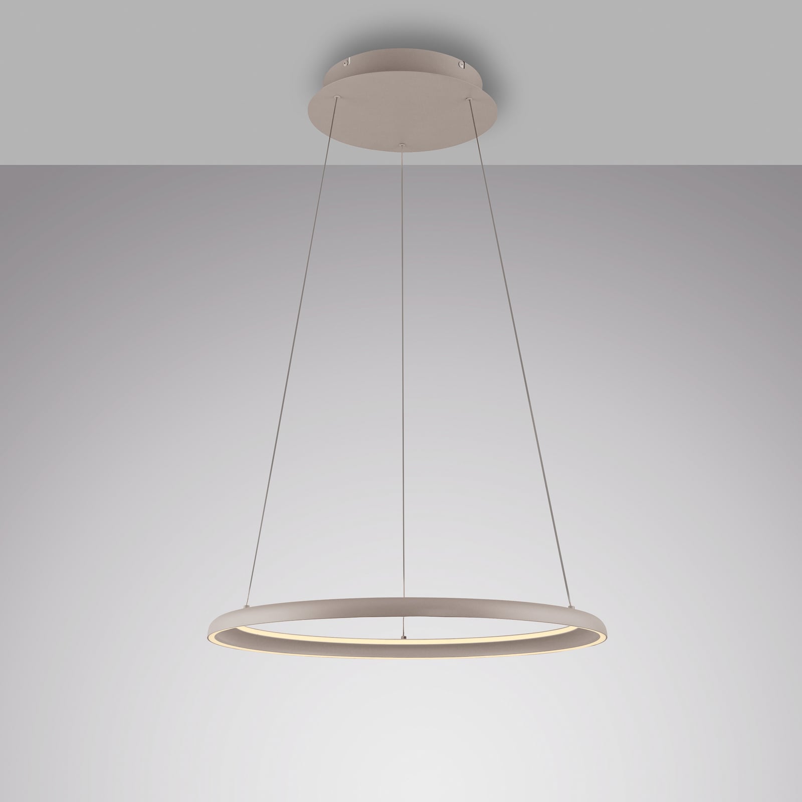 LED viseća svjetiljka QUILLO, bež, Ø 60 cm, metal, s prigušivačem