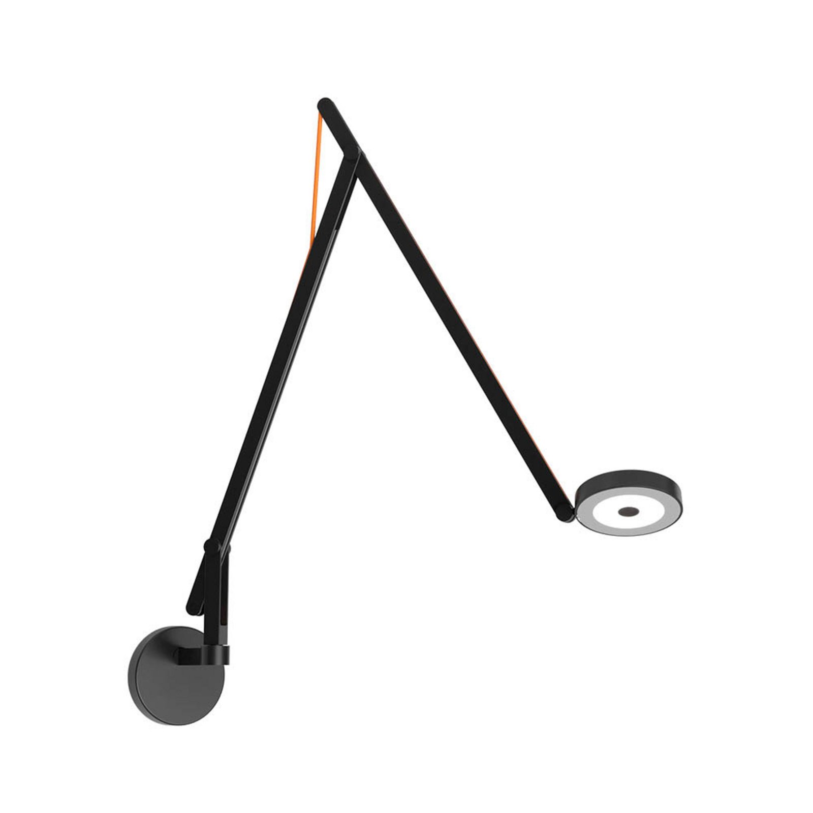 String W2 Wall Lamp w/Hole DTW Matte Black/Orange - Rotaliana