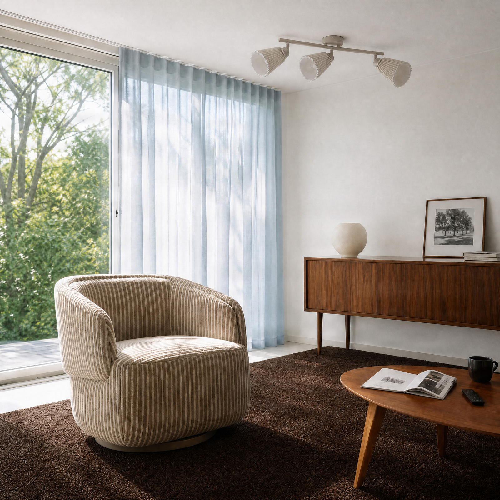 Spot pour plafond Percy, à 3 lampes, beige, lin, 70 cm - Nola Spot pour plafond Percy, à 3 lampes, beige, lin, 70 cm - Nola