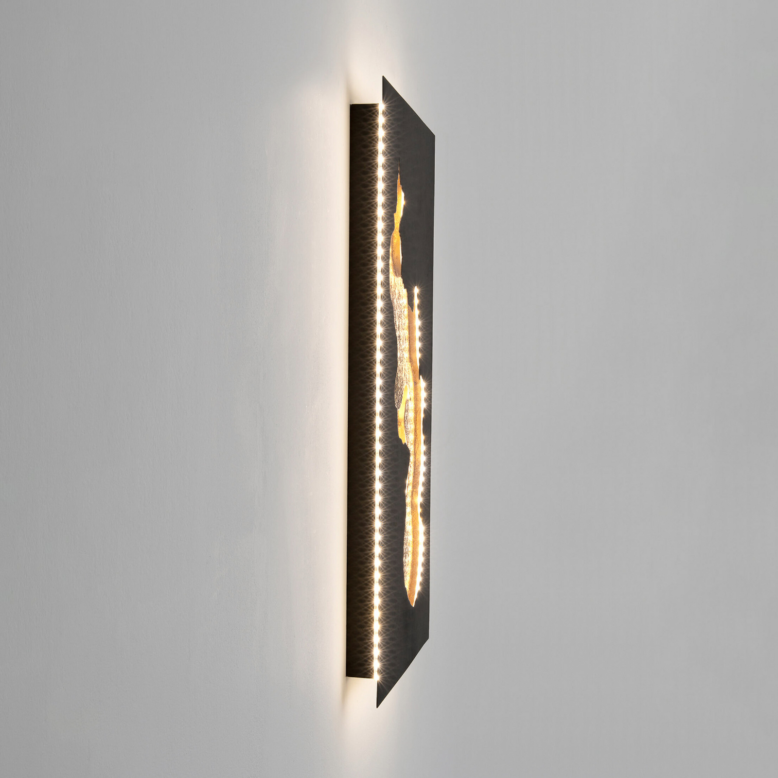 Applique a LED FIROVENTO, nero/oro, 80 x 45 cm, metallo, dimmerabile