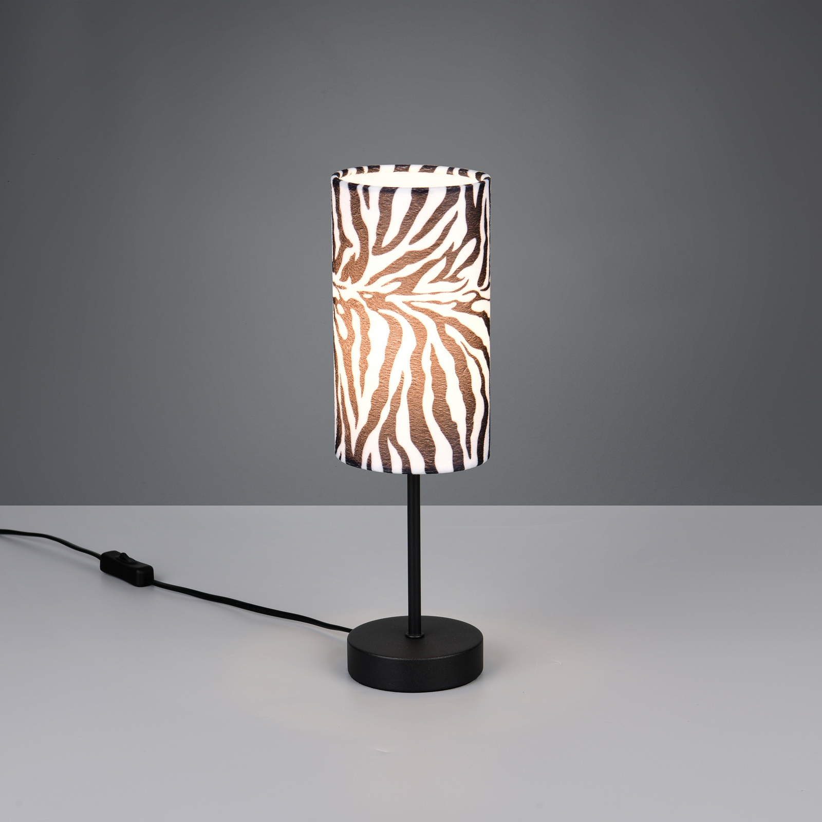 Lampa de masă Zebara, alb-negru, înălțime 37 cm, metal