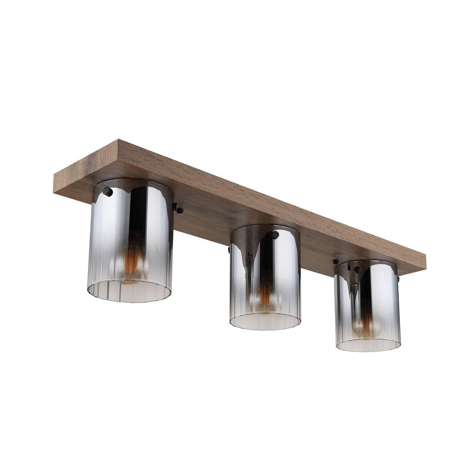 Deckenleuchte Underwood, Länge 71 cm, braun/rauchgrau, MDF
