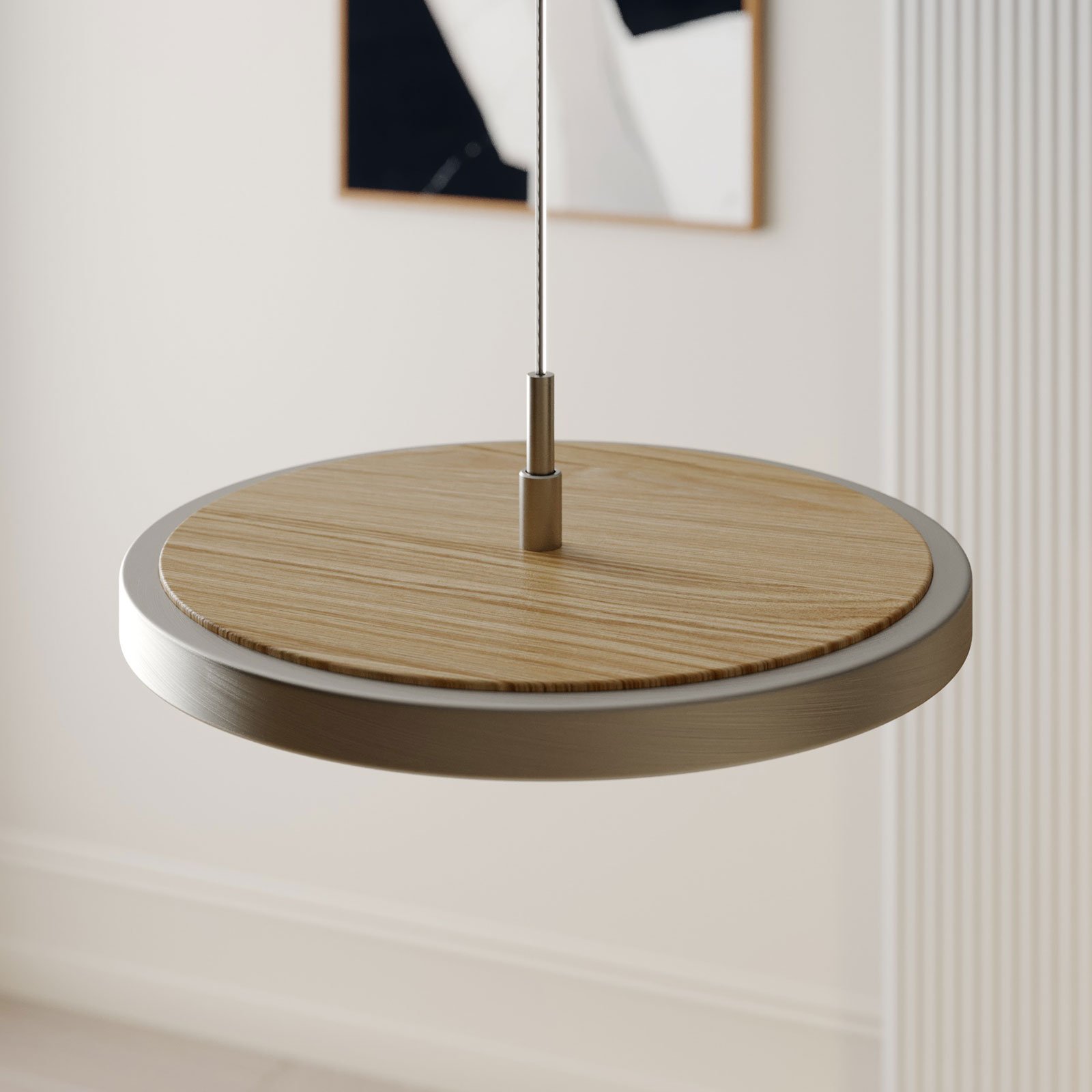 Quitani LED hanglamp Gion, 2-lamps, nikkel/eiken