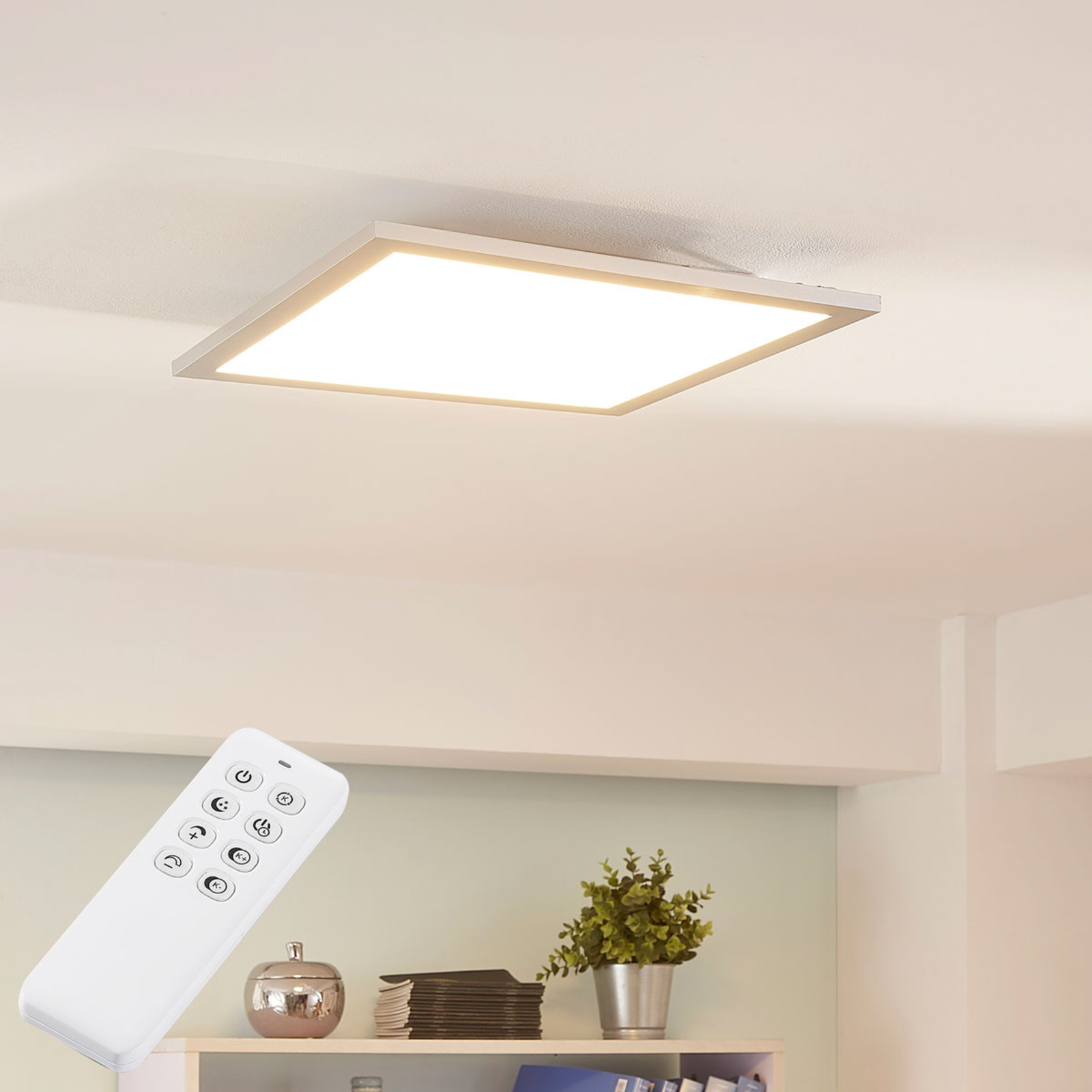 Arcchio LED-taklampe Lysander, dimbar 39,5 cm s?lv - dimbar - led-panel - kontorbelysning - lampe Arbeidsrom / kontor - metall, aluminium, plast