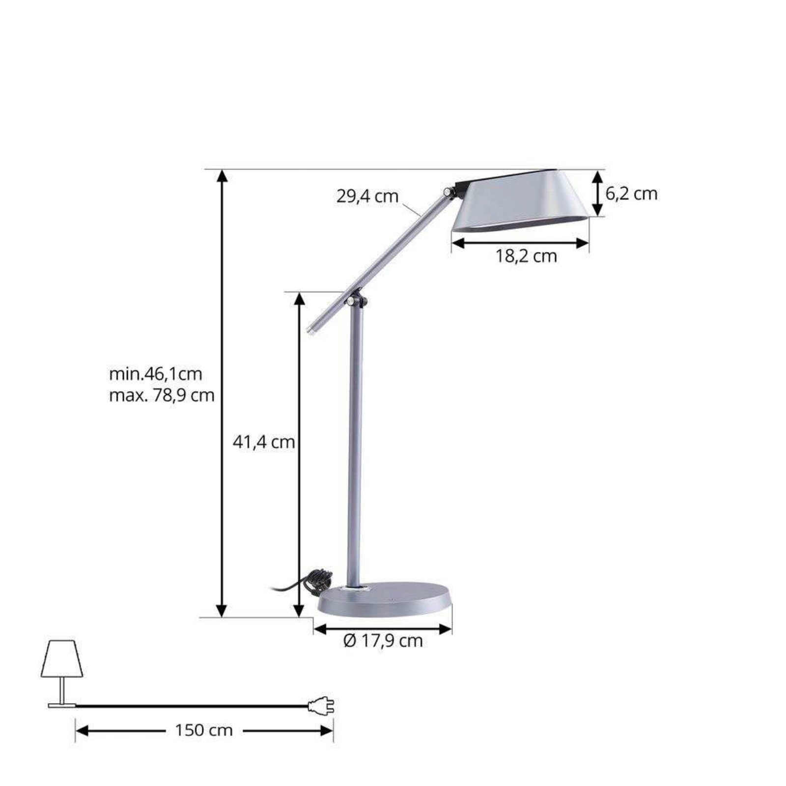 Thies LED Bordslampa Dim. Grå - Lindby