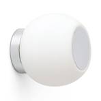 Moy LED wall lamp in chrome, glass lampshade