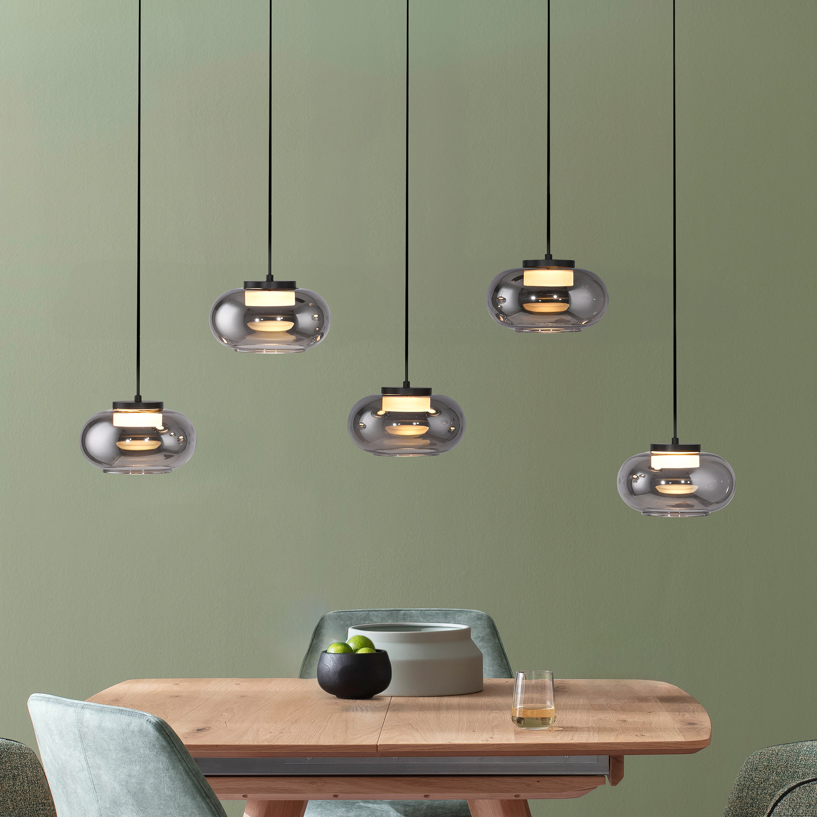 LED-visoka svetilka Sia, 5-svetilna, dimno siva, 3.000 K LED-visoka svetilka Sia, 5-svetilna, dimno siva, 3.000 K