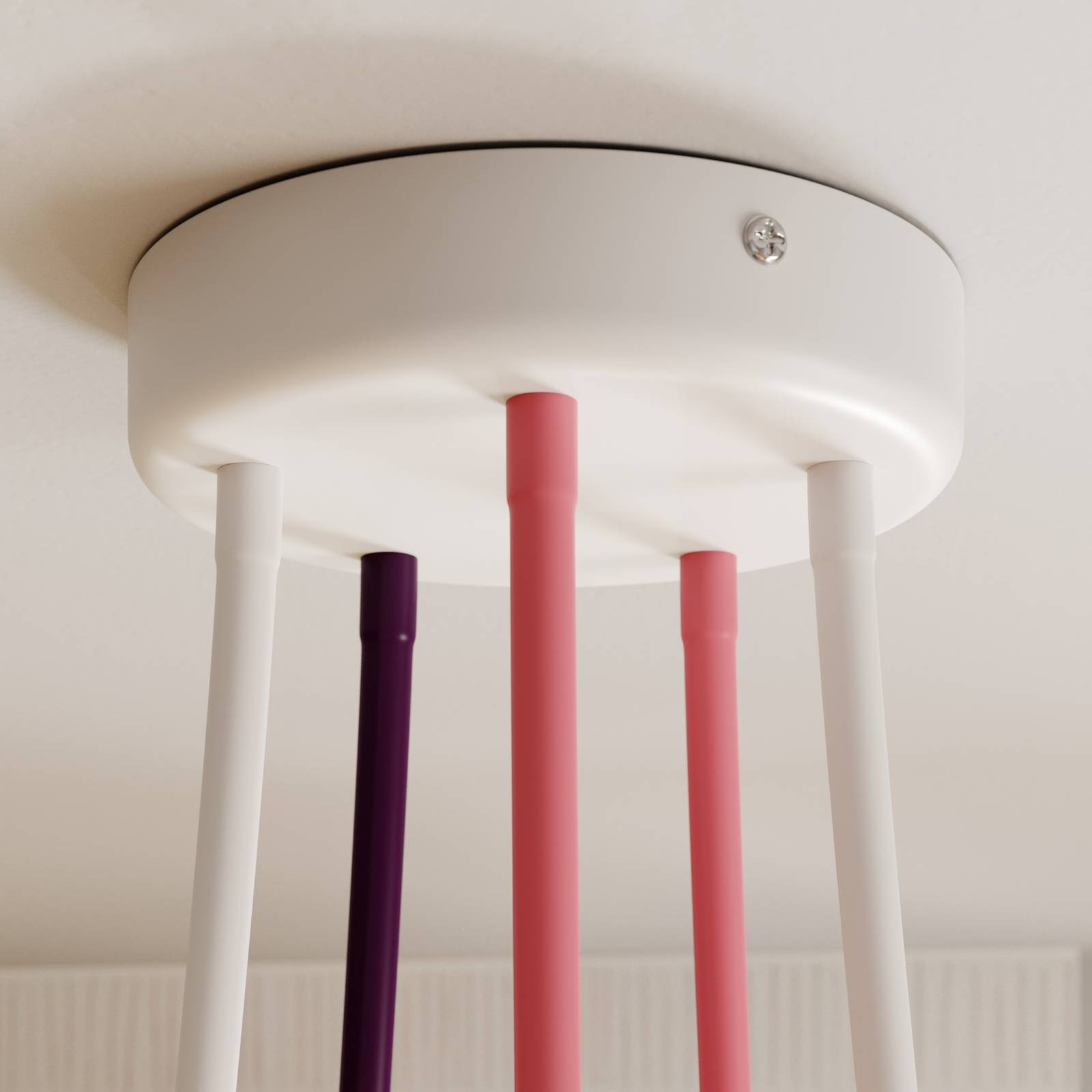 Lampa sufitowa Wire Kids 5-punktowa, biała/różowa/fioletowa