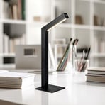 LED rechargeable table lamp Skip, black, MDF, height 37.5 cm