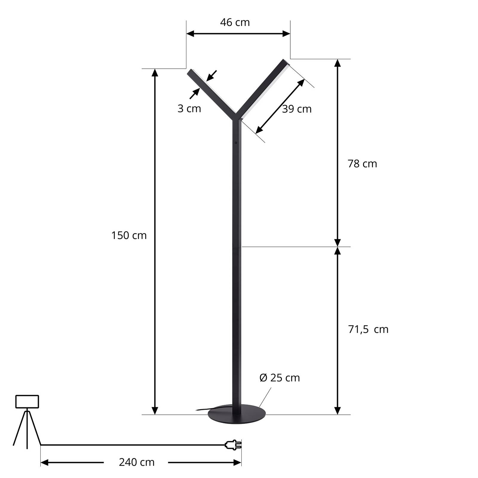 Lampa stojąca LED Lucande Ilian, czarny, metal, CCT, ściemniany