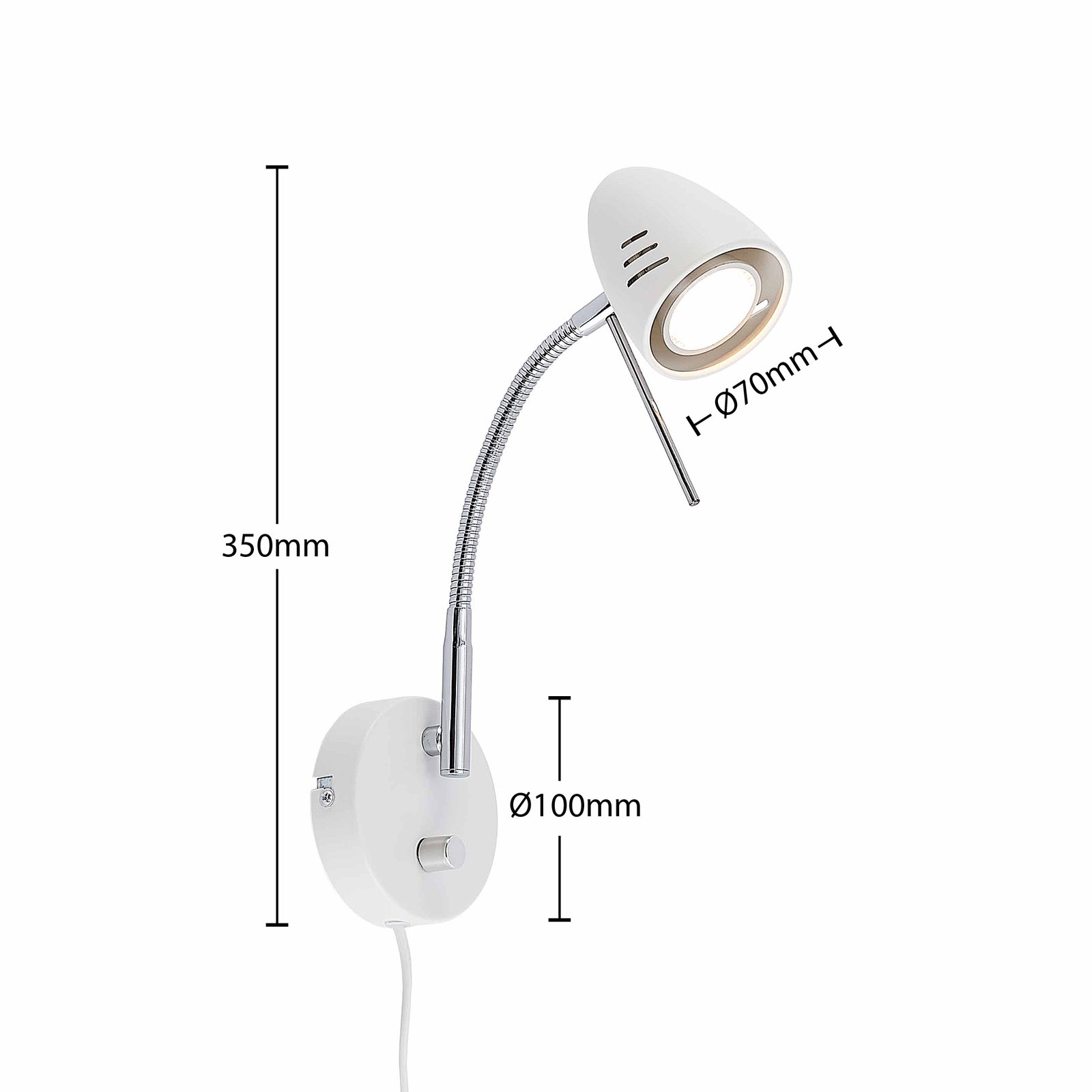 Lindby Heyko wall light with a plug, dimmable