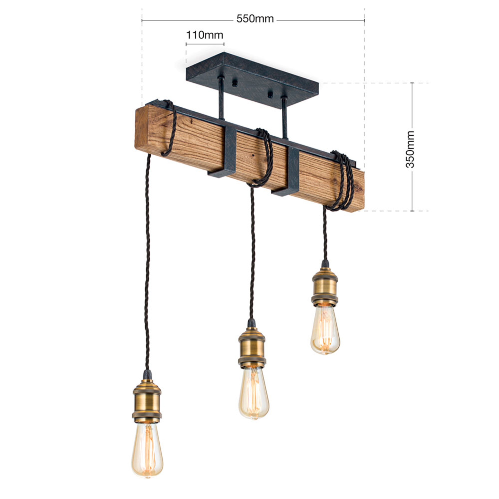 Lámpara colgante Cellar en diseño vintage, 3 luces