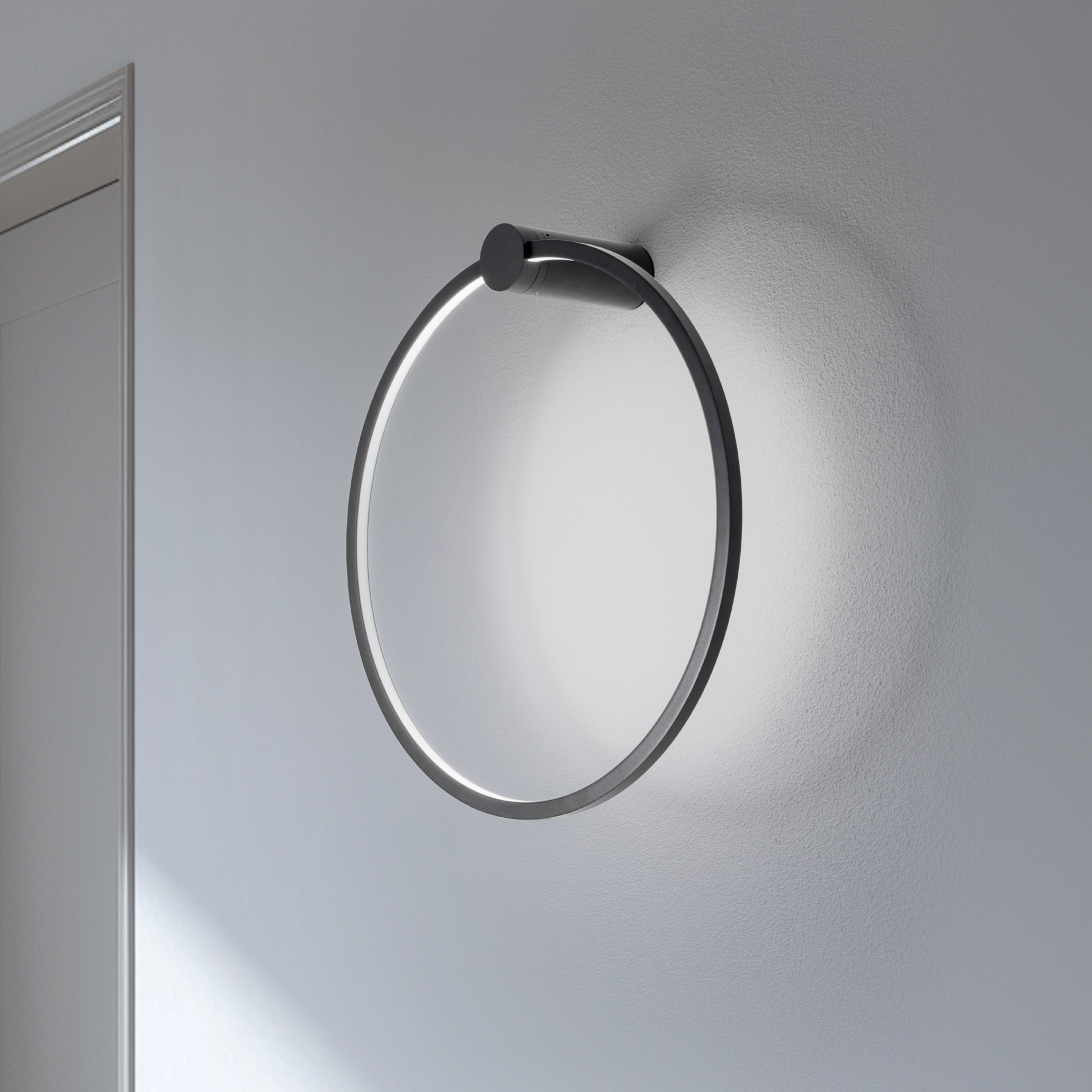 LED-Wandleuchte Saturno, schwarz, Ø 50 cm, Metall, 4.000 K