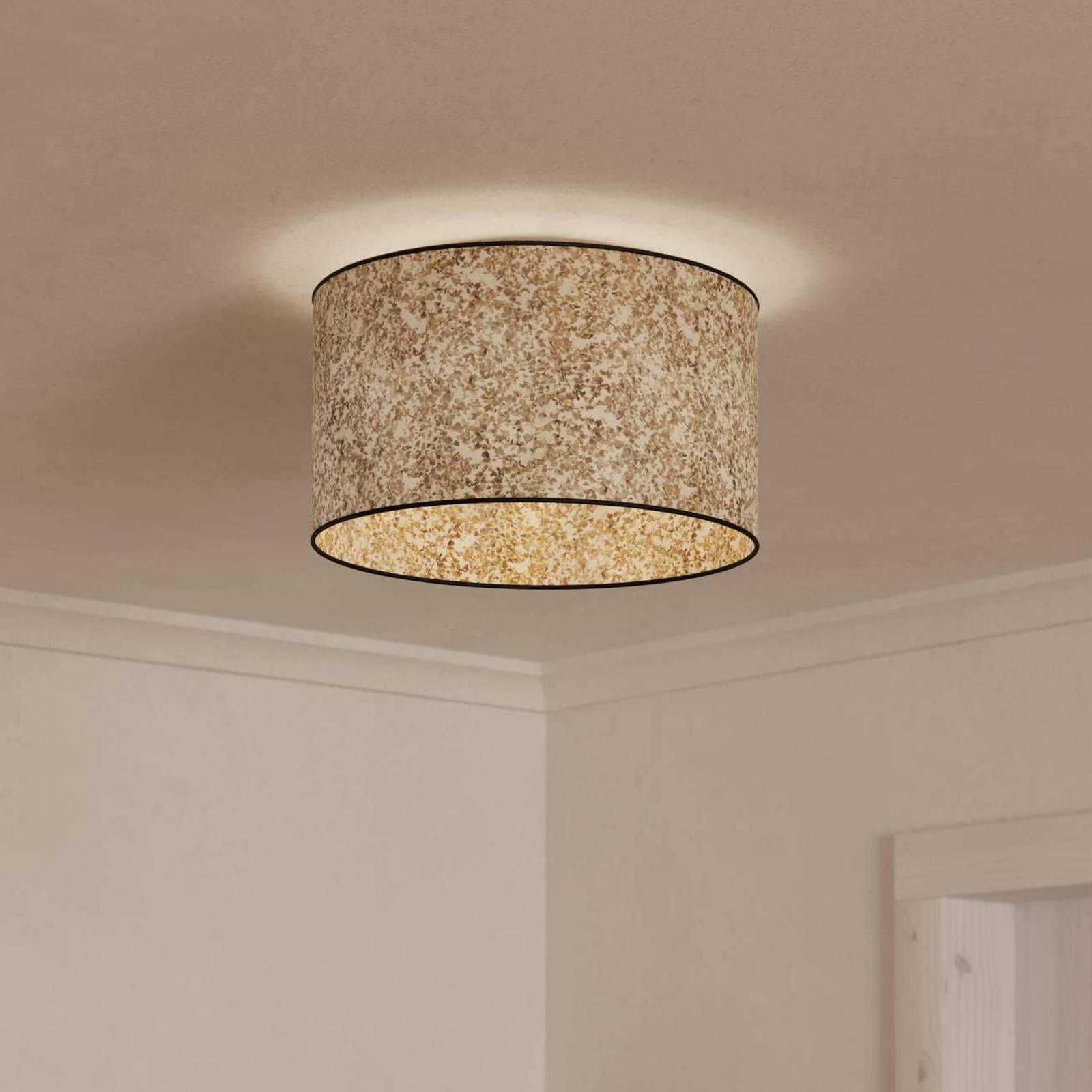 Lampa sufitowa Butterburn, Ø 38 cm, beżowy/zielony, tkanina