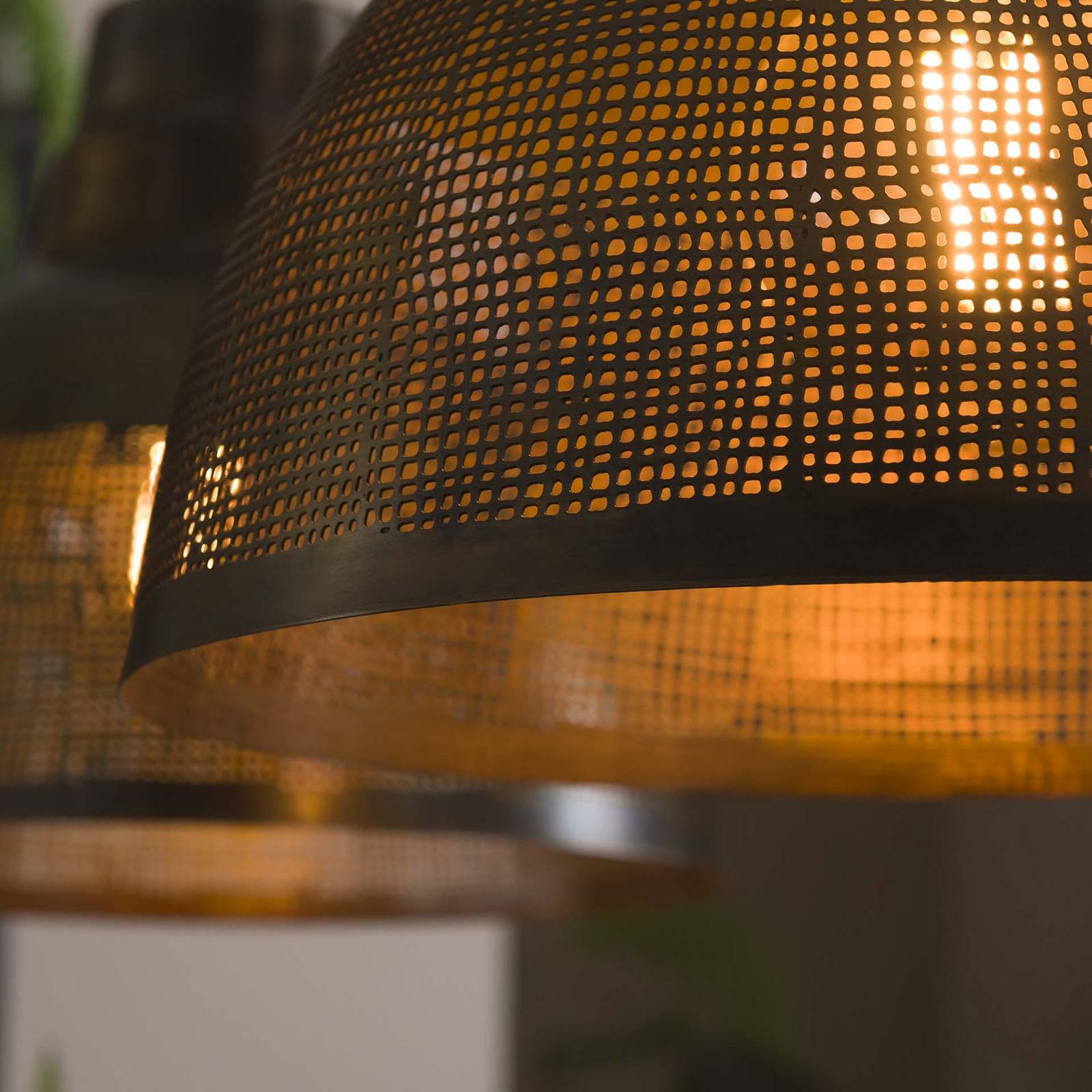 Lampa wisząca Sargona, 2-punktowa, antyczny brąz, metal, E27