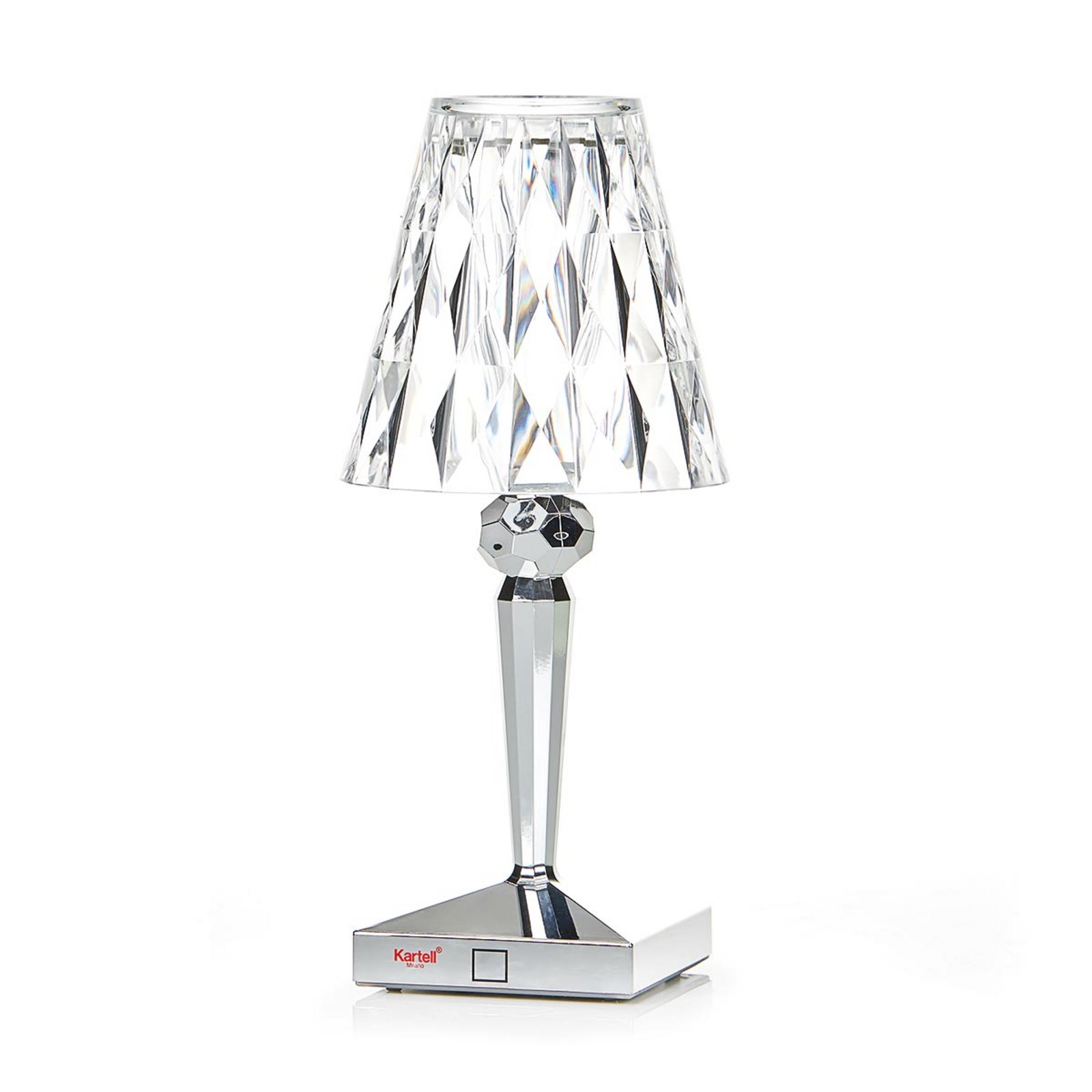 Kartell Battery LED battery-powered table lamp, chrome-coloured, IP54