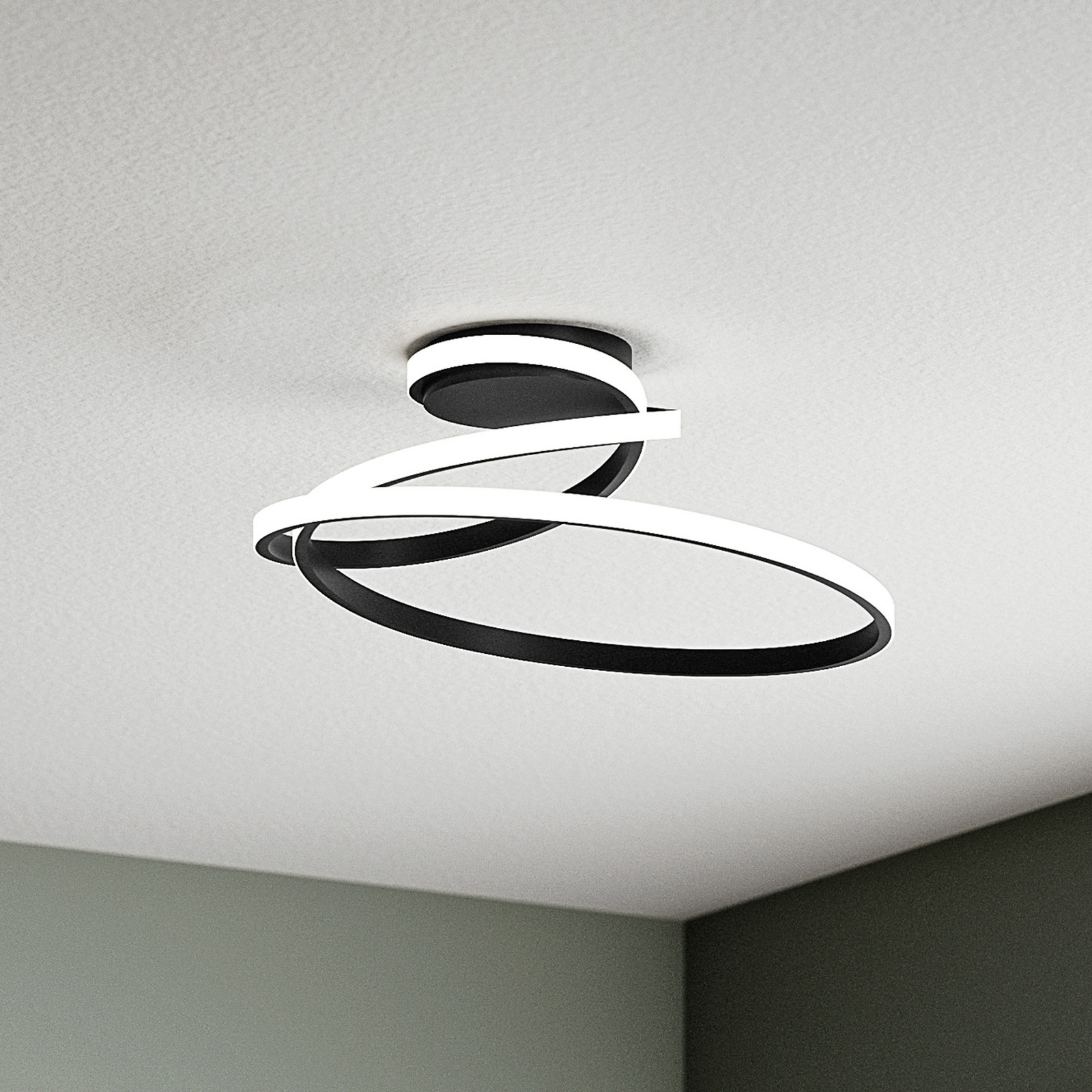 Luce Ambiente Design Plafonieră LED COASTER negru lungime 50 cm metal CCT - Camera de zi / sufragerie - Modern - Aluminiu