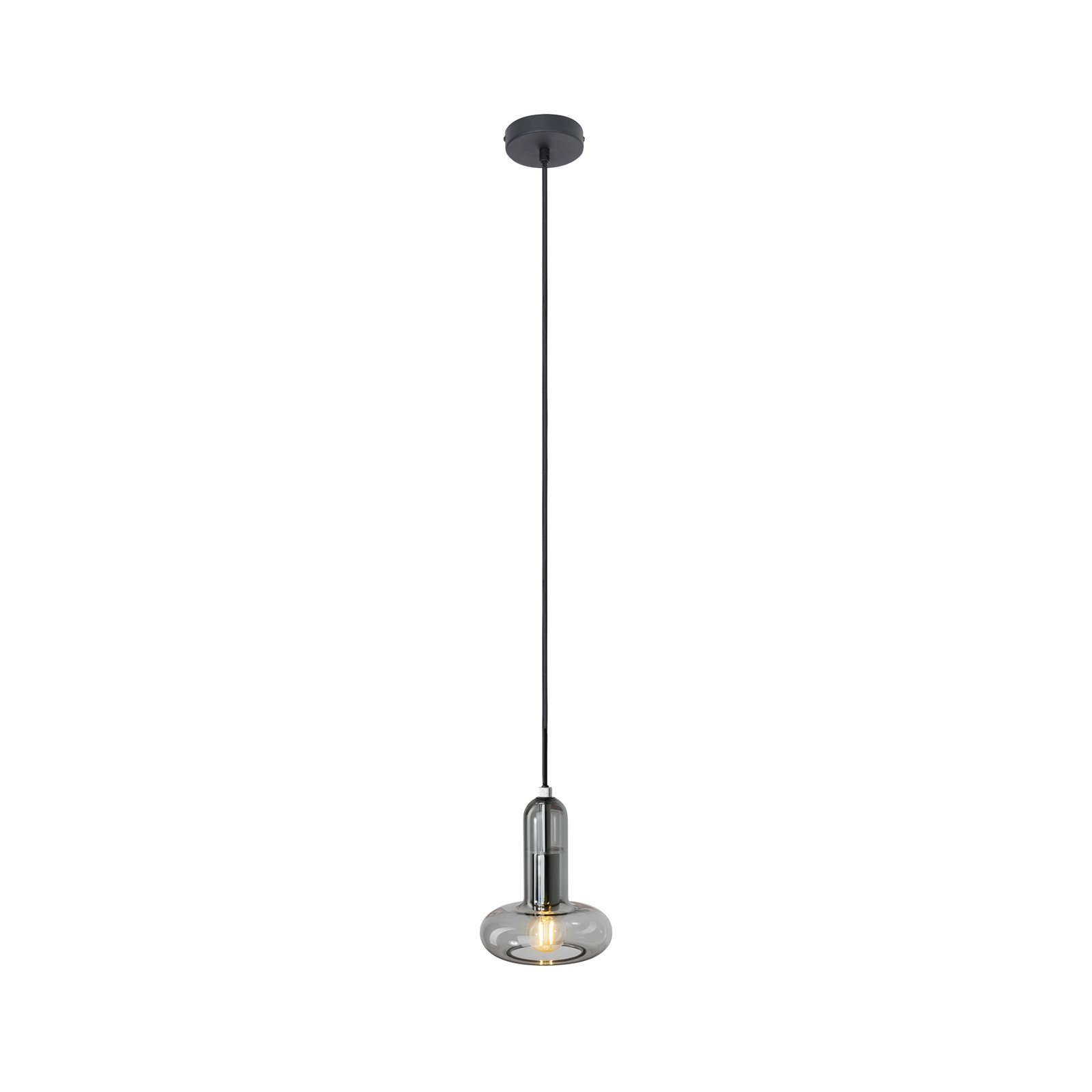 Hanglamp Perseus, rookgrijs, Ø 15 cm, glas, dimbaar