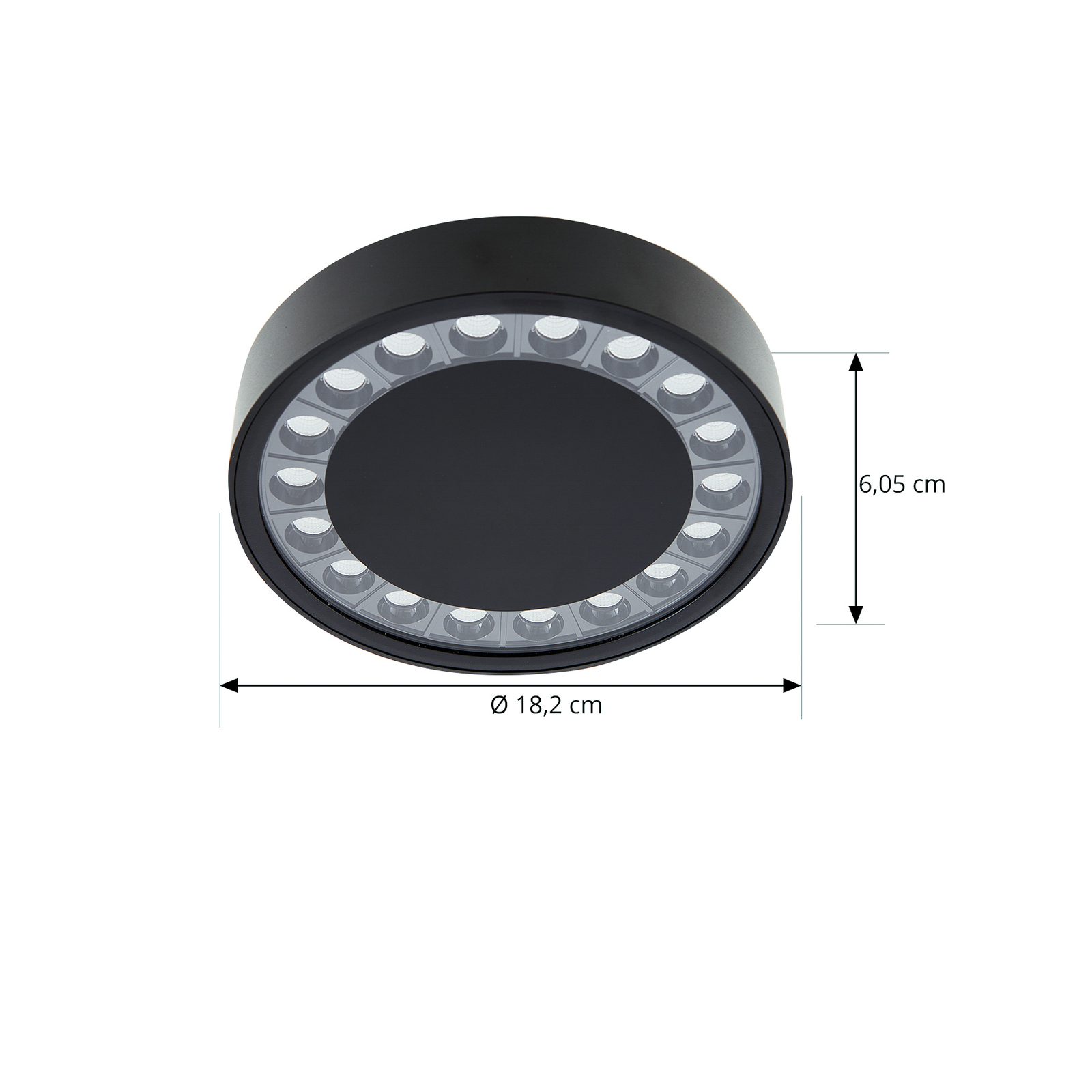 "Lucande" LED lauko lubinis šviestuvas "Roran", juodas, Ø 18 cm, IP65