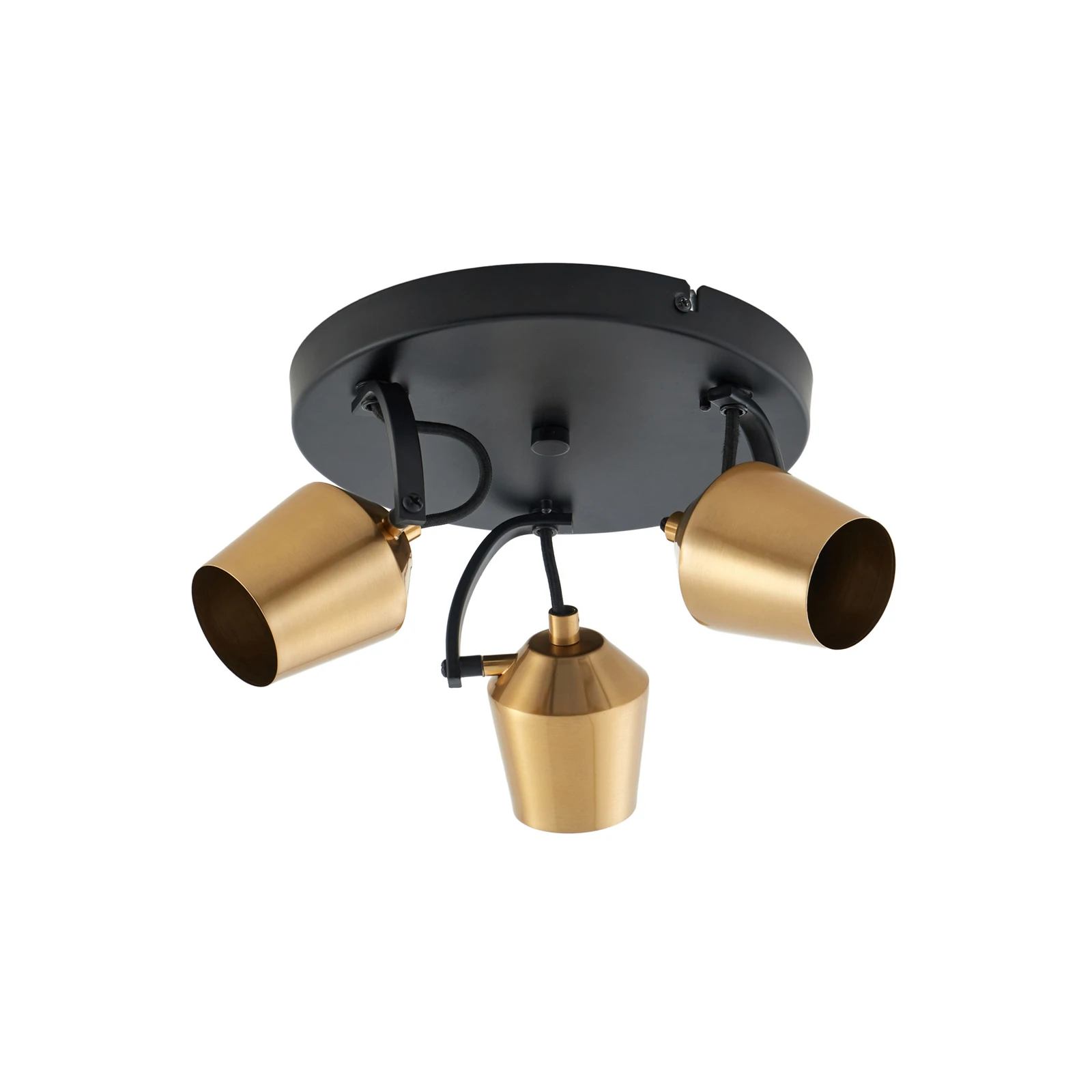 Lindby spot pour plafond Sylveria, 3 lampes, noir/or, fer