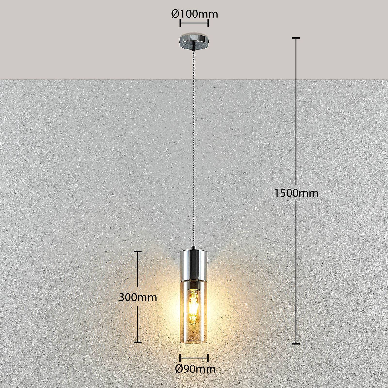 Lampa wisząca Eleen z cylindrami ze szkła dymnego