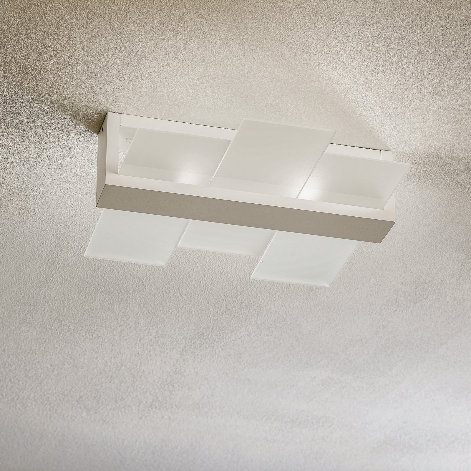 Shifted 2 ceiling light, glass, white