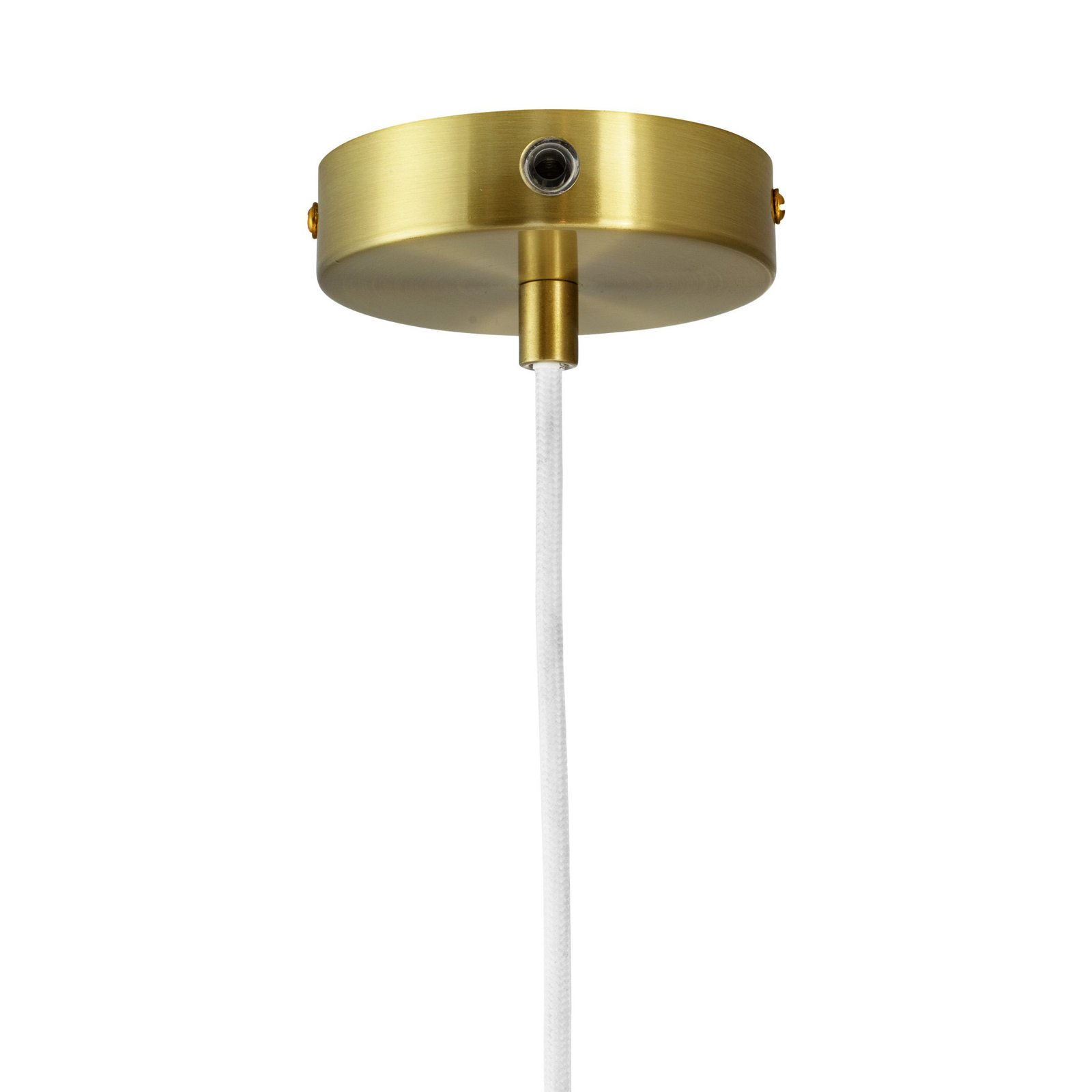 Dyberg Larsen hanging light Arp, brass-coloured, glass, Ø 30 cm