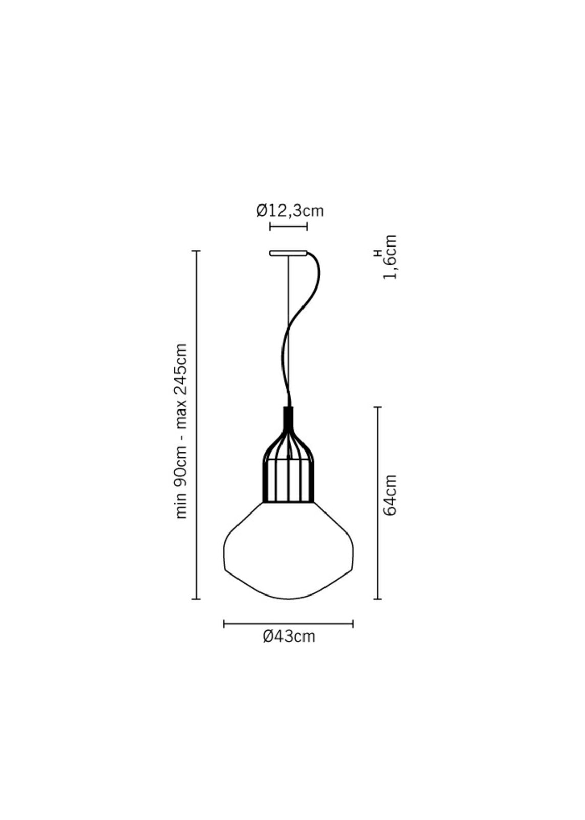 Aérostat Lustră Pendul ø43 Black - Fabbian