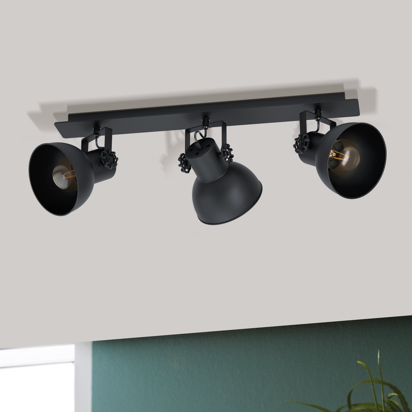 Spot sufitowy Barnstaple, czarny, 3-punktowy