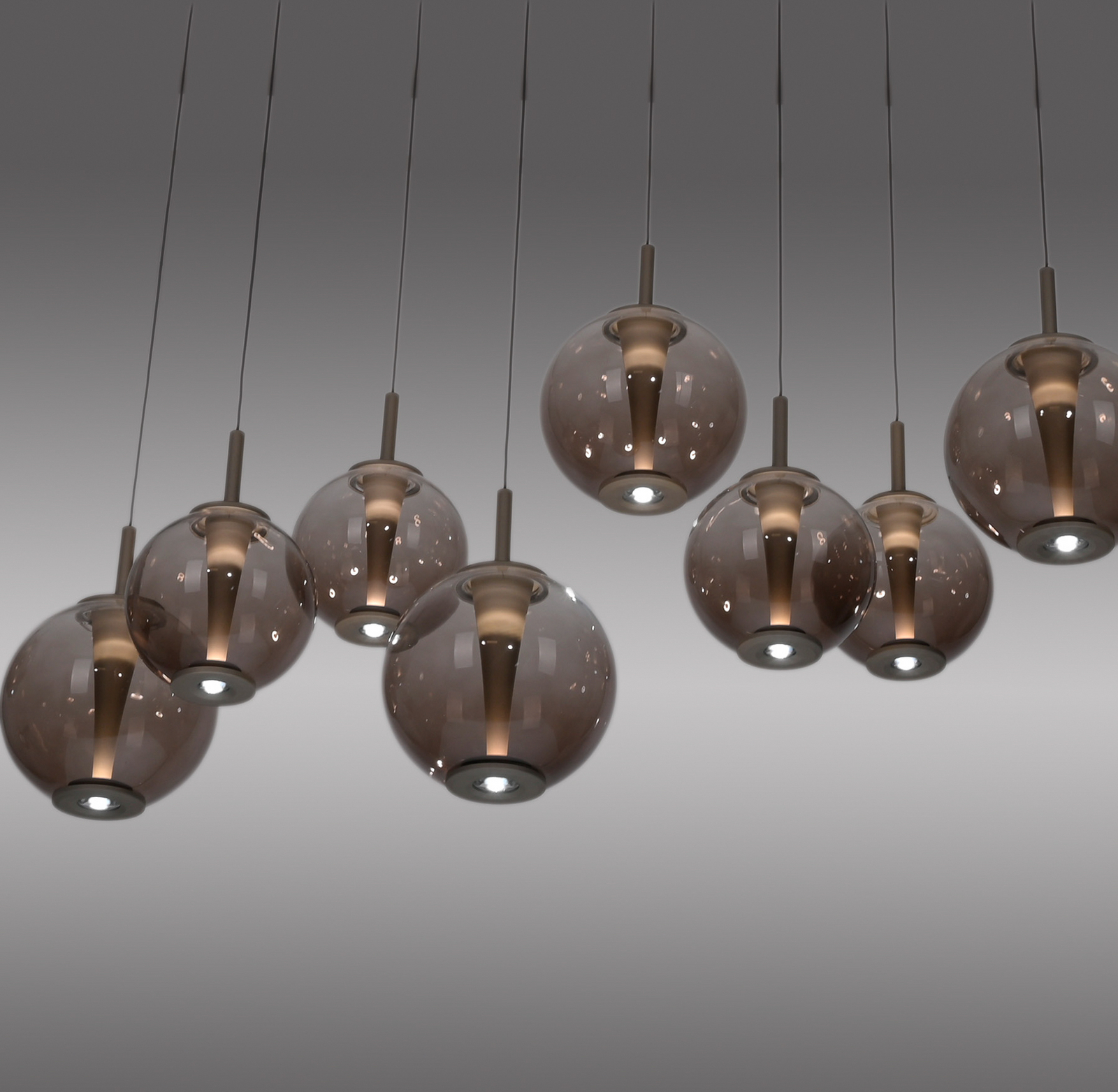 Lampa wisząca LED PURE E-Infinity brąz/bursztyn, 198 cm, 10-punktowa