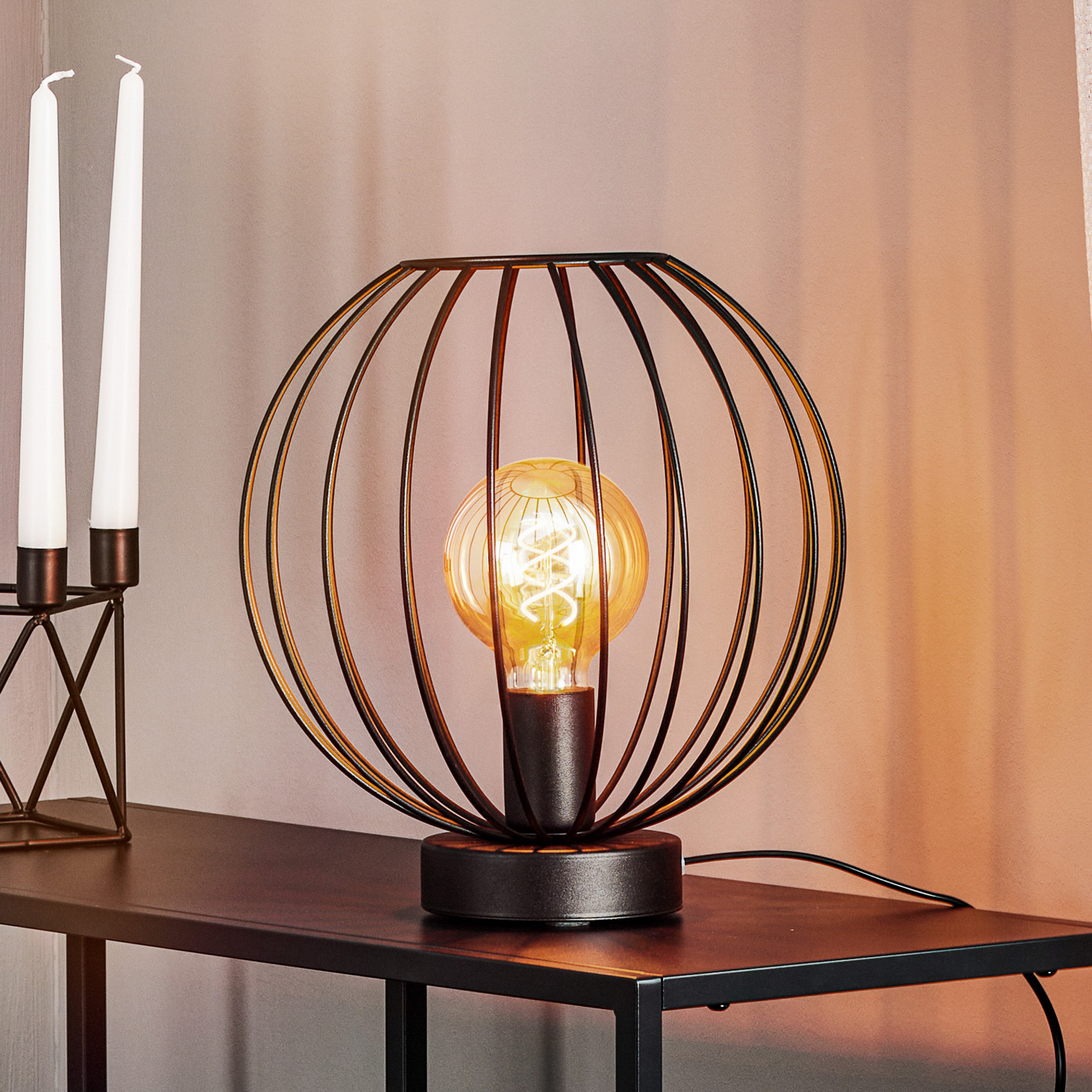 Lampe à poser Cumera avec abat-jour cage, Ø 30 cm
