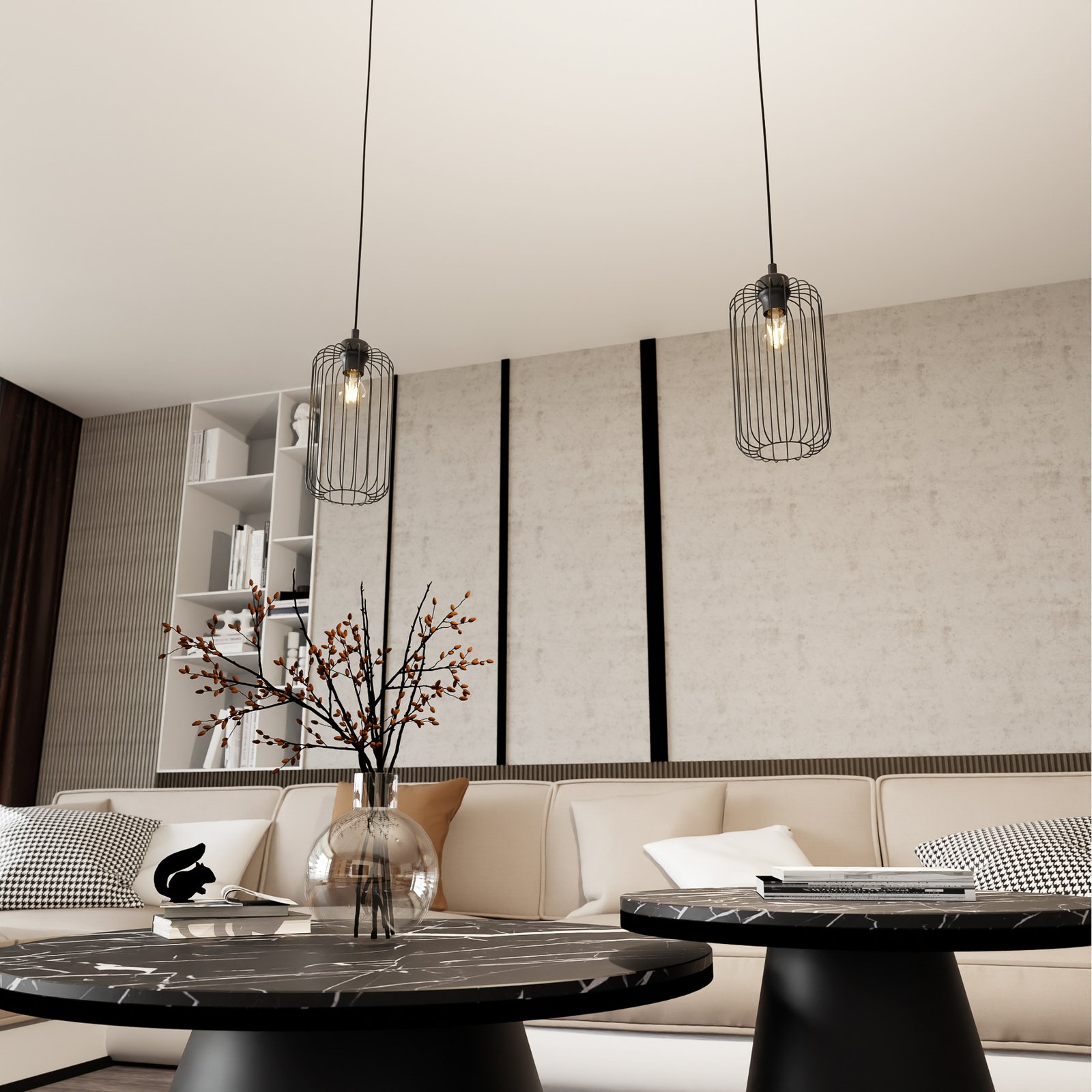 Vander pendant light, Ø 16 cm, black, metal, E27