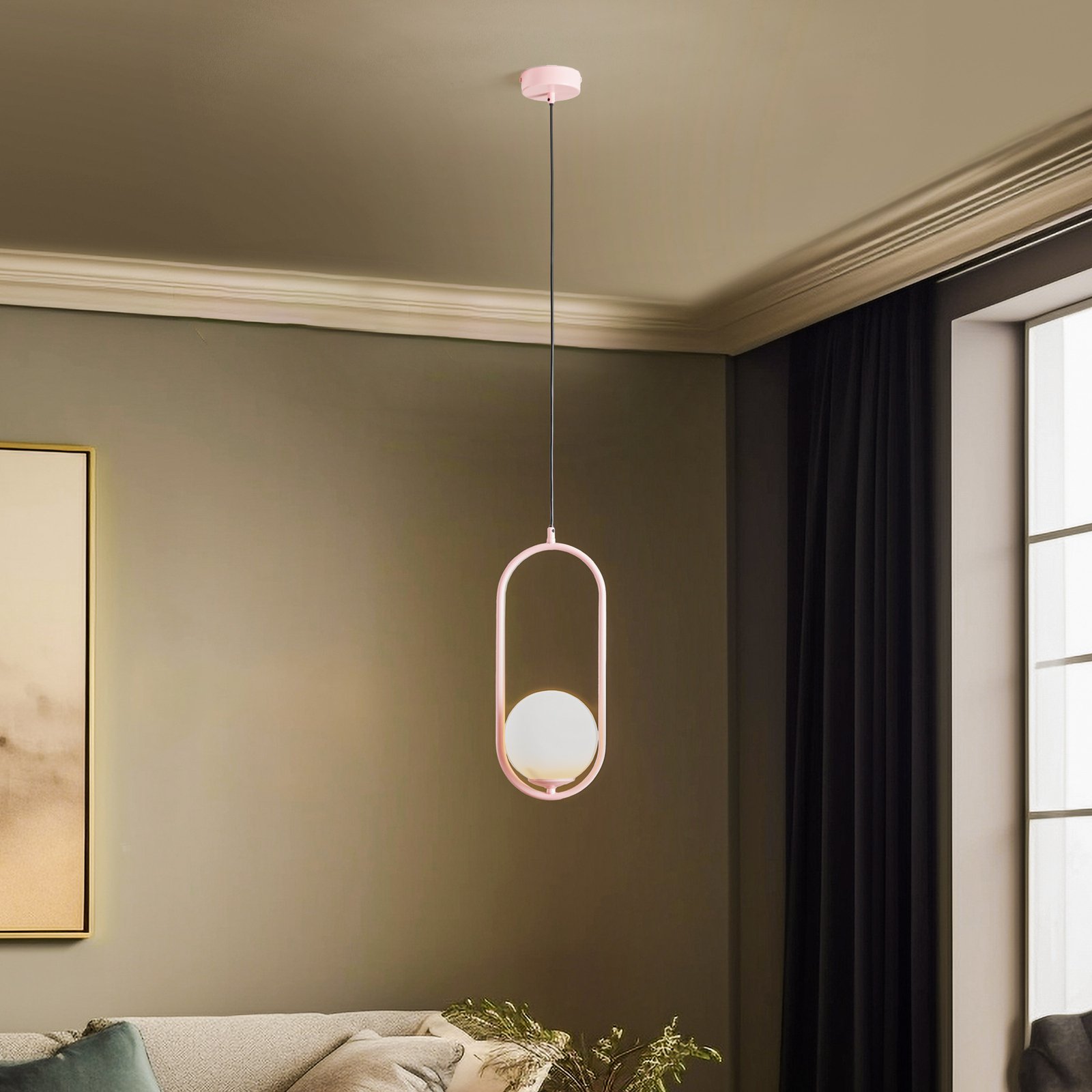 Samba pendant light, 1-bulb, pink/white