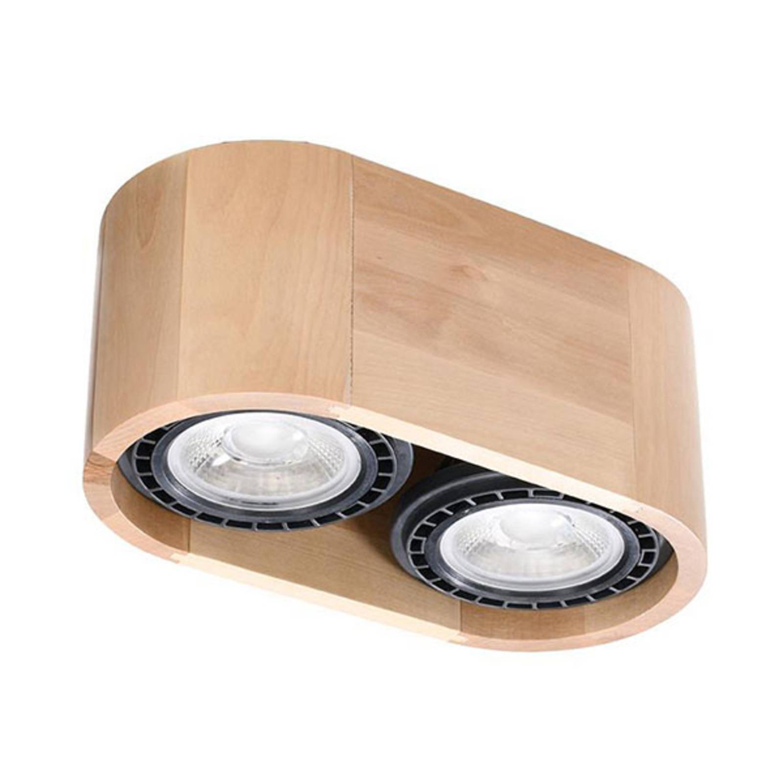euluna - oprawa natynkowa downlight solana drewno 2-pkt., do salonu / jadalni, drewno, gu10, 40w, d?. 25 cm, szer. 14 cm, wys. 10 cm